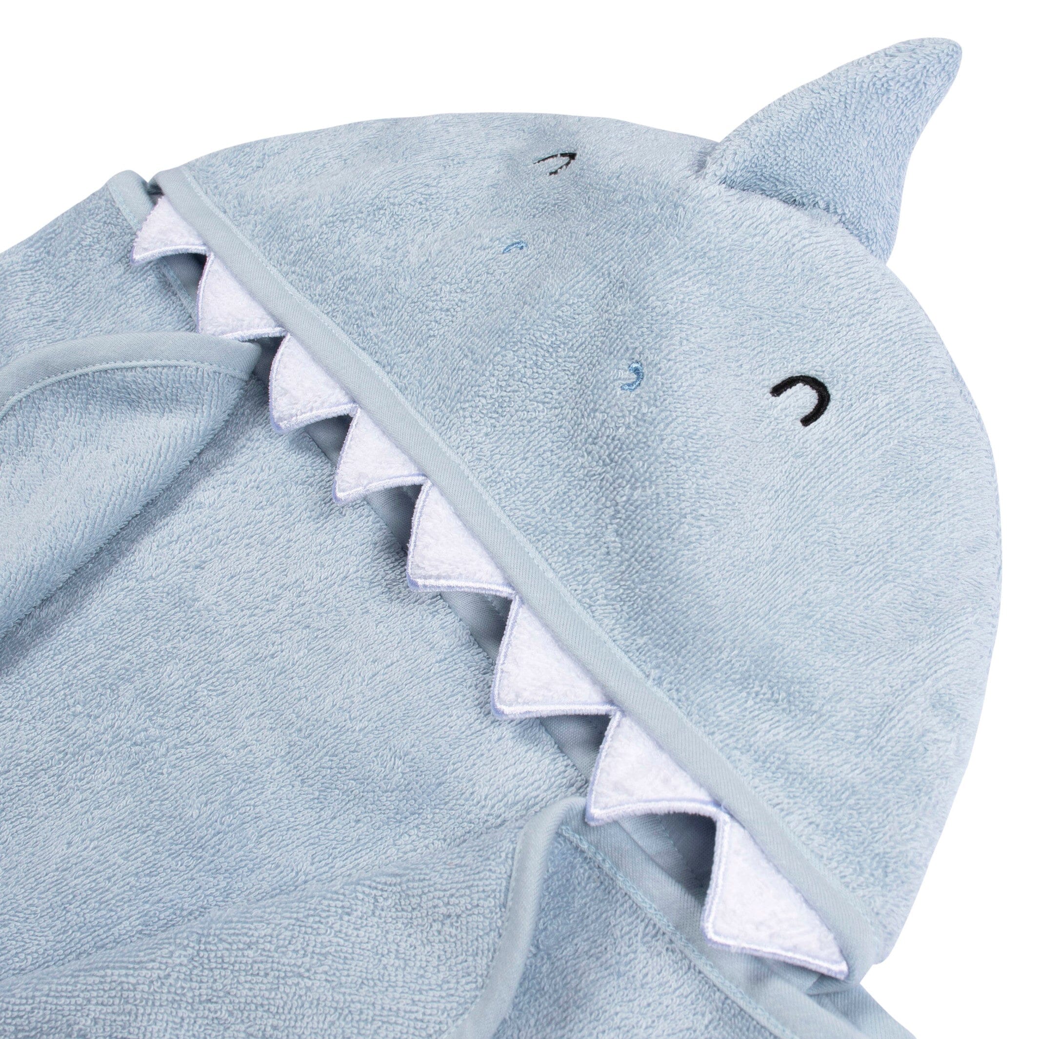 Embroidered 4-Piece Baby Boys Blue Shark Towel & Washcloths Set - Image 4