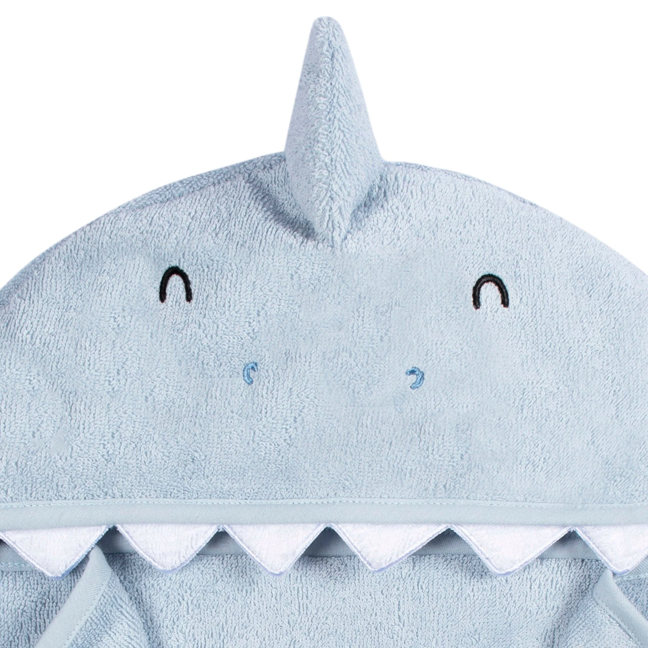 Embroidered 4-Piece Baby Boys Blue Shark Towel & Washcloths Set - Image 5