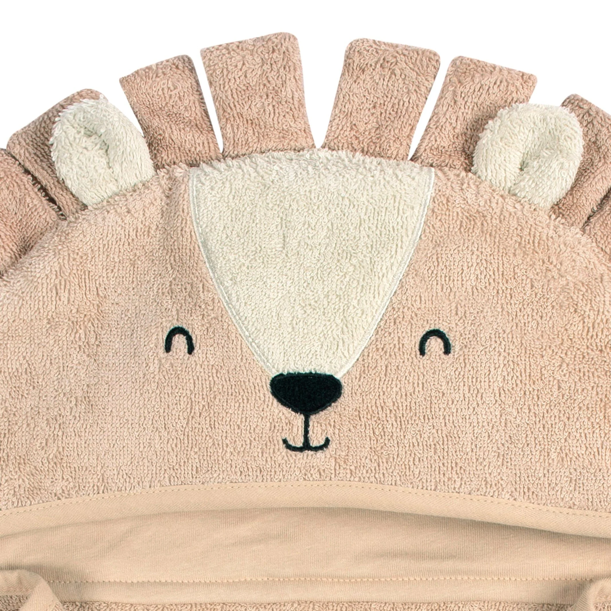 Embroidered 4-Piece Baby Neutral Brown Lion Towel & Washcloths Set - Image 4