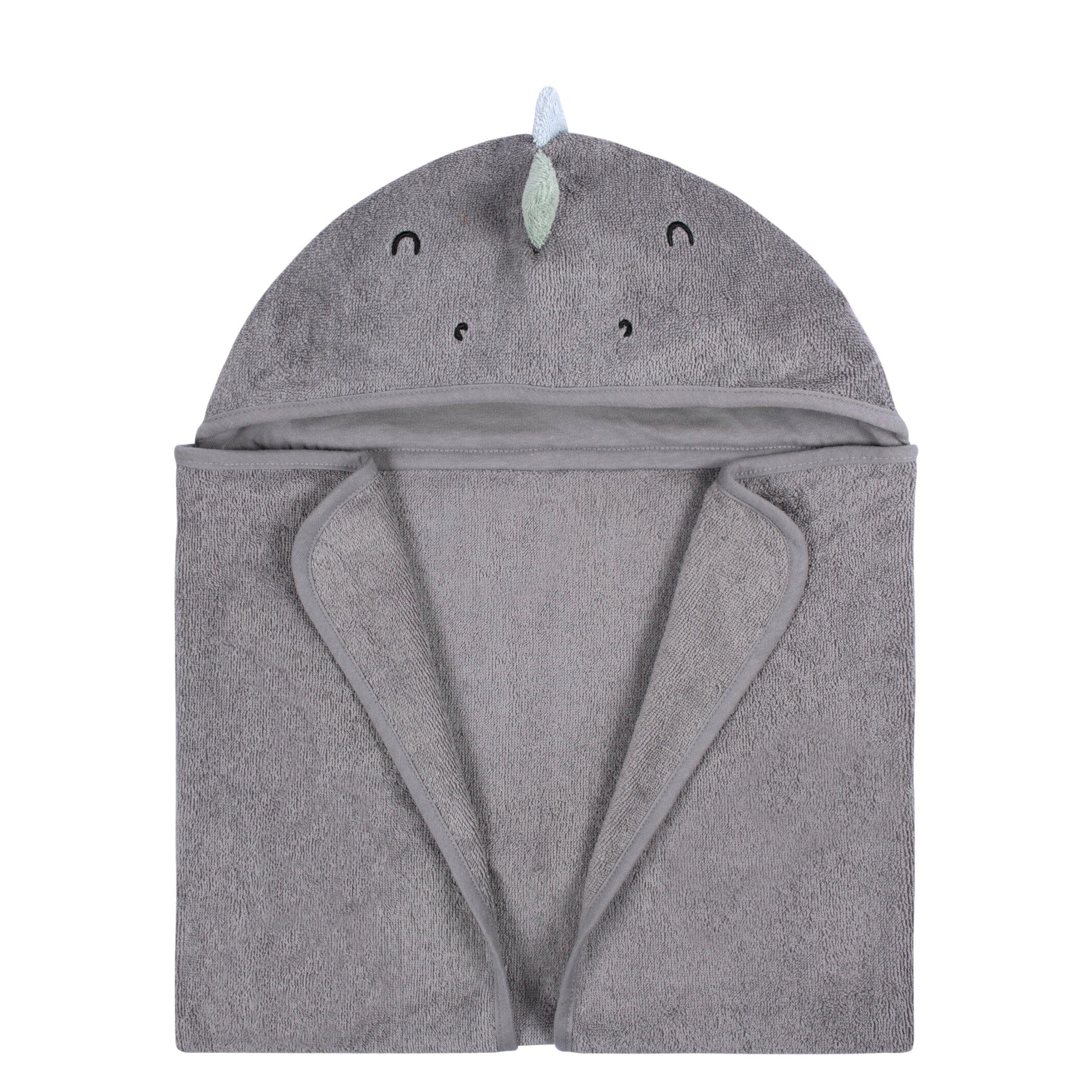 Embroidered 4-Piece Baby Boys Charcoal Dino Towel & Washcloths Set - Image 3