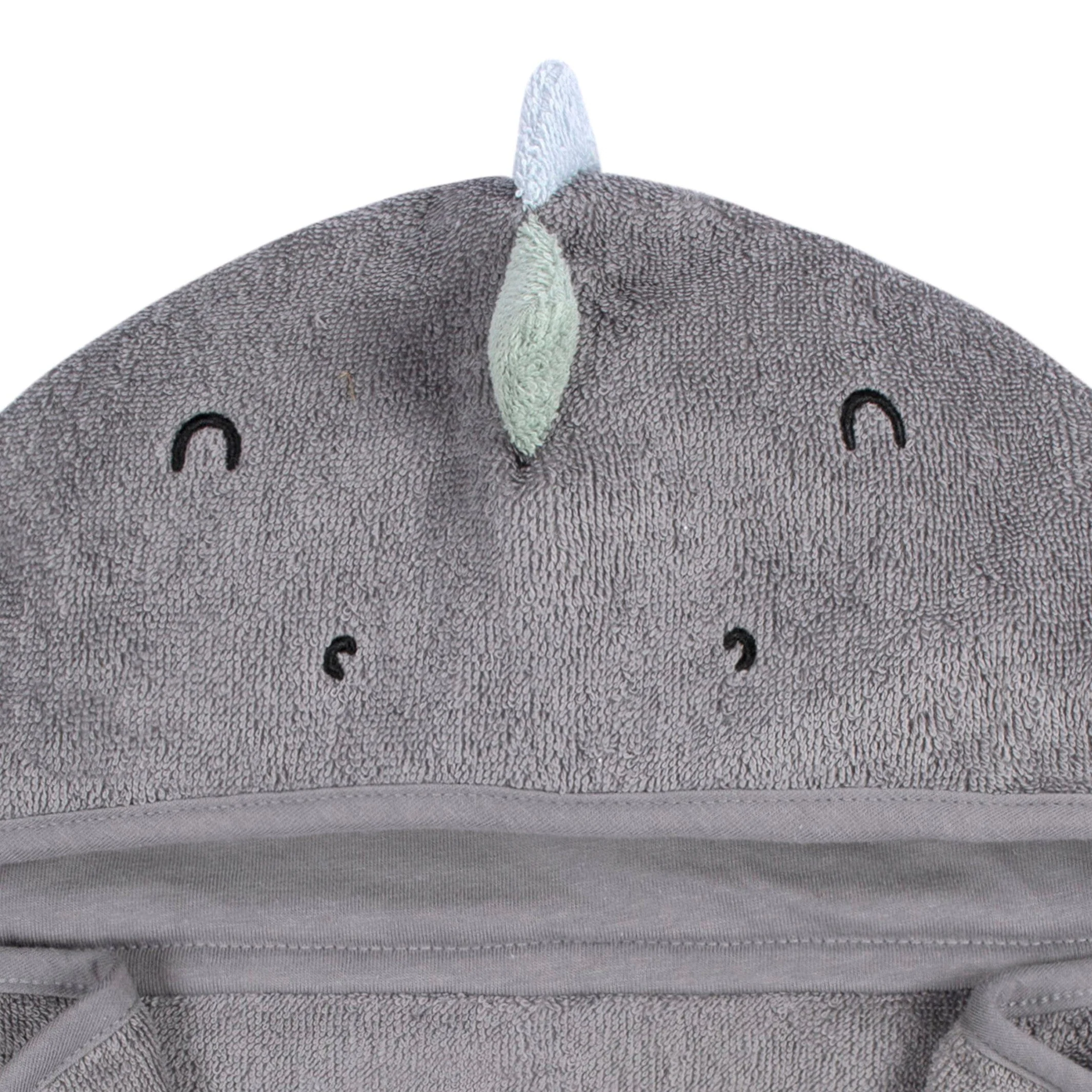 Embroidered 4-Piece Baby Boys Charcoal Dino Towel & Washcloths Set - Image 4
