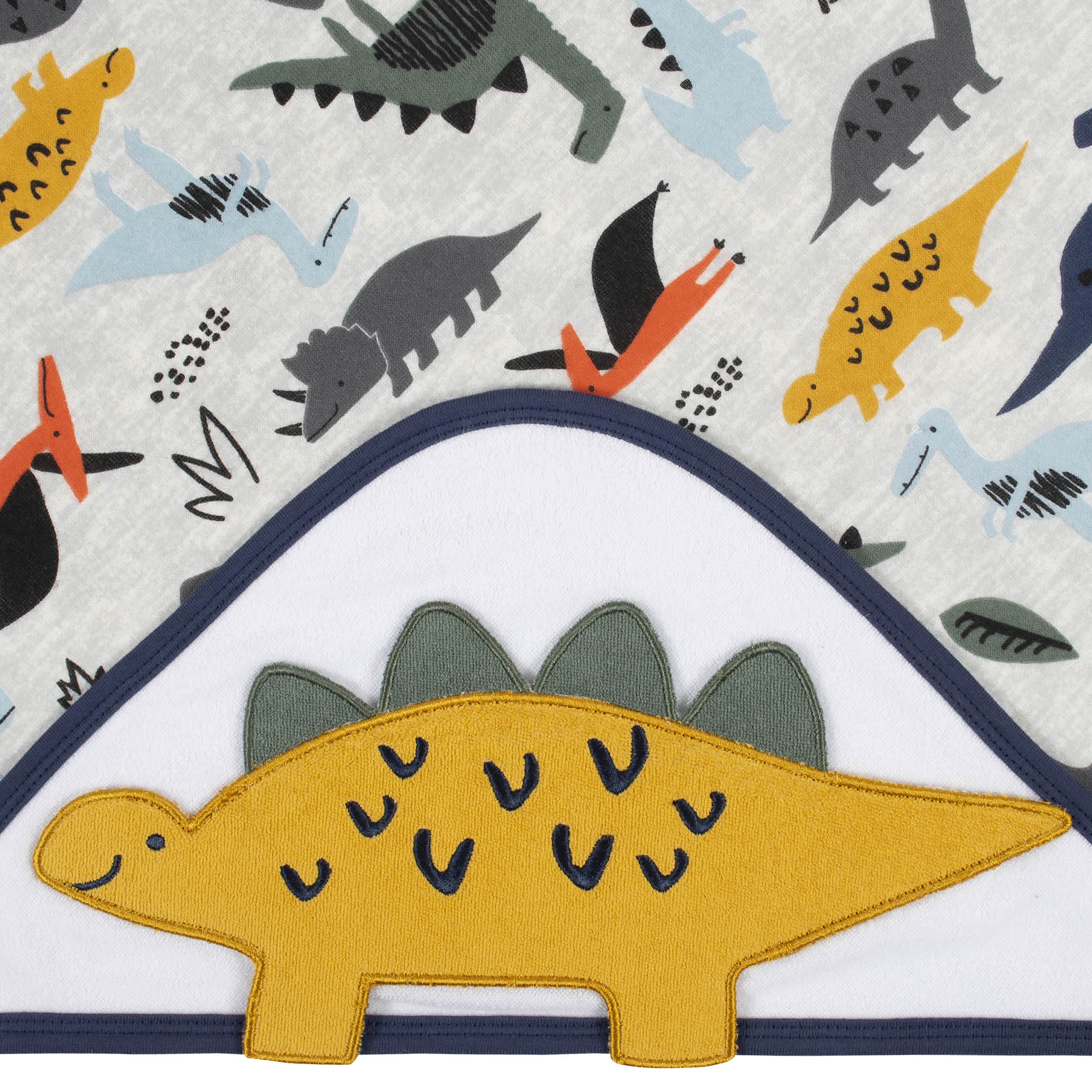 4-Piece Baby Boys Dino Hooded Towel & Washcloth Set - Image 3