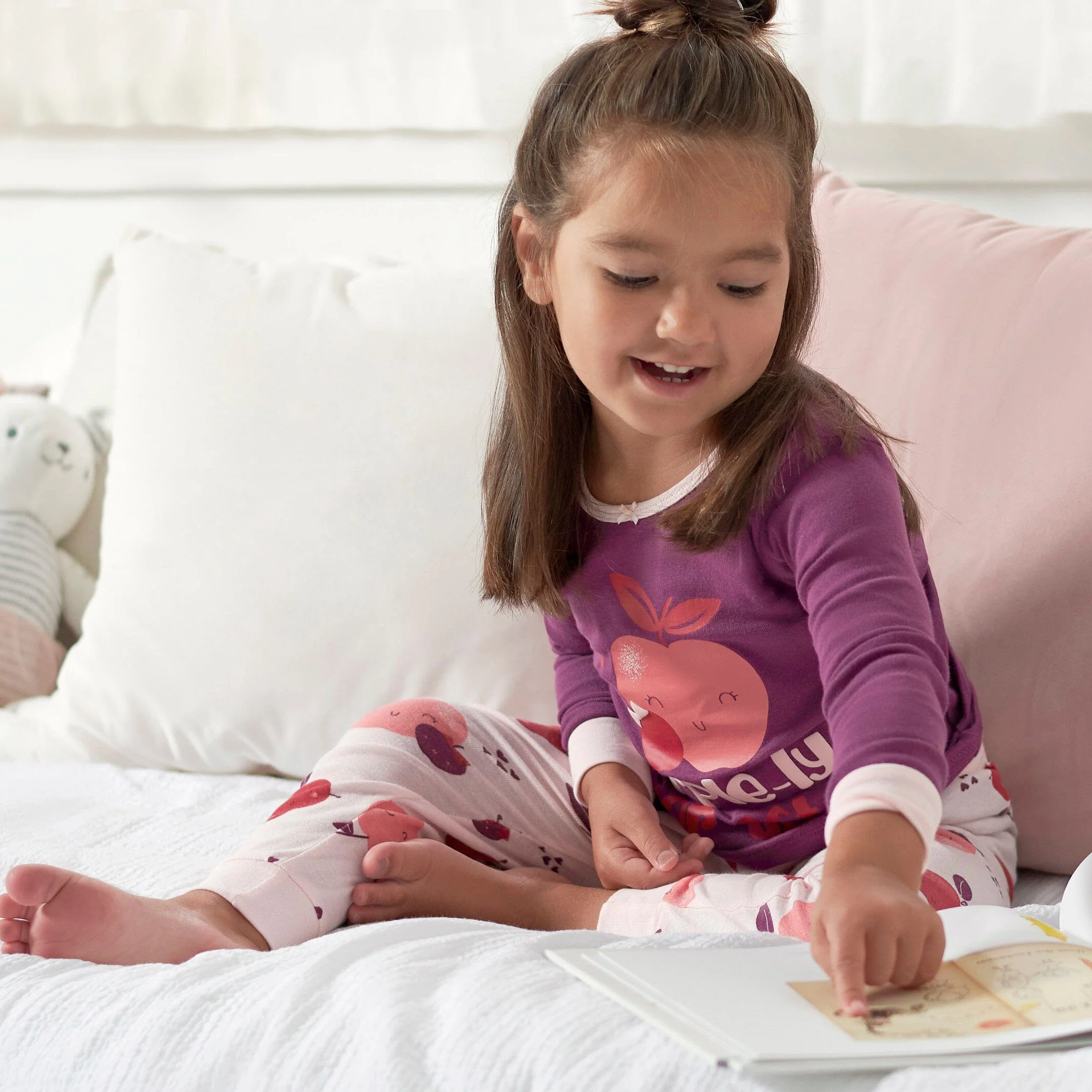 4-Piece Infant & Toddler Girls Apple Bouquets Snug Fit Cotton Pajamas - Image 4