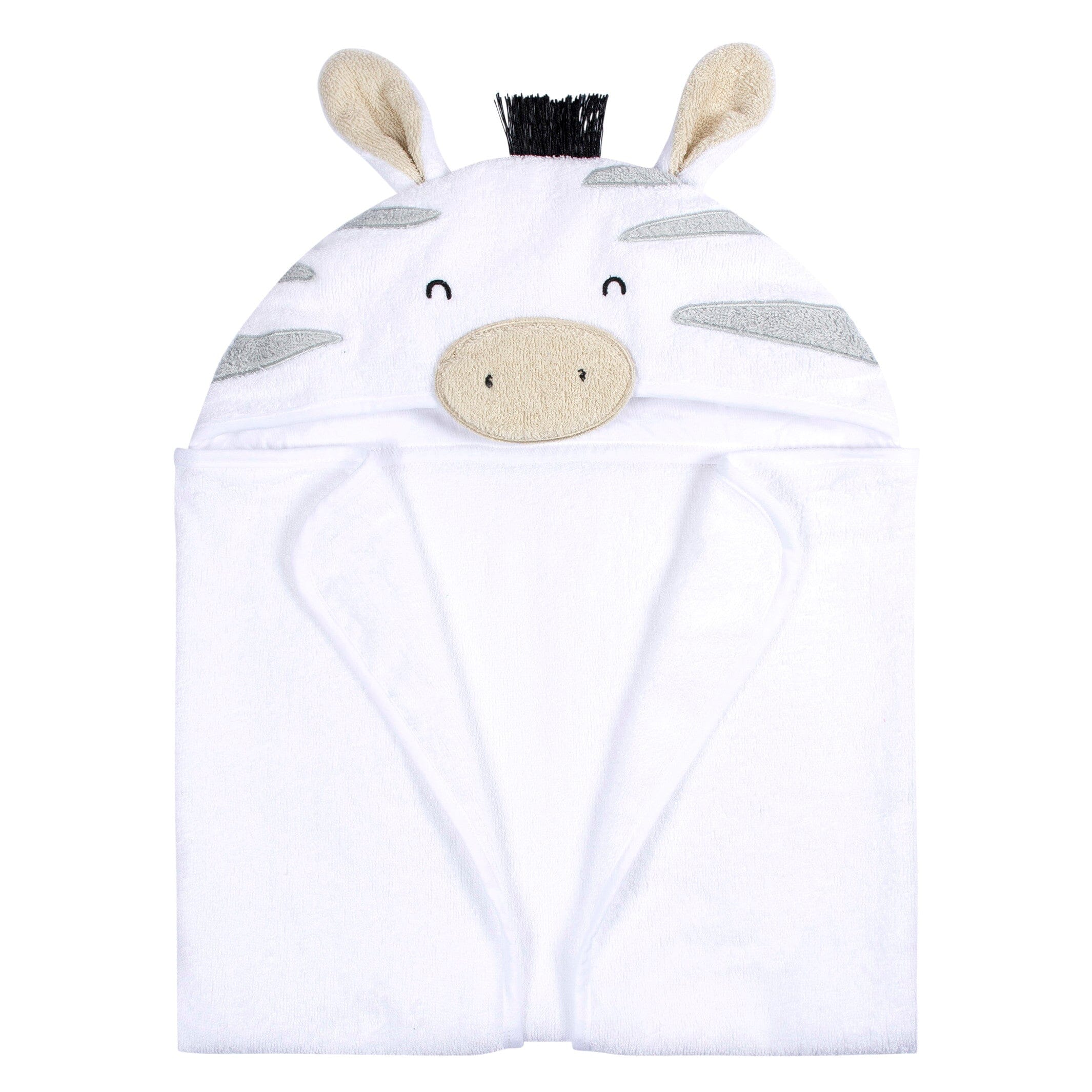 Embroidered 4-Piece Baby Neutral Zebra Towel & Washcloths - Image 3