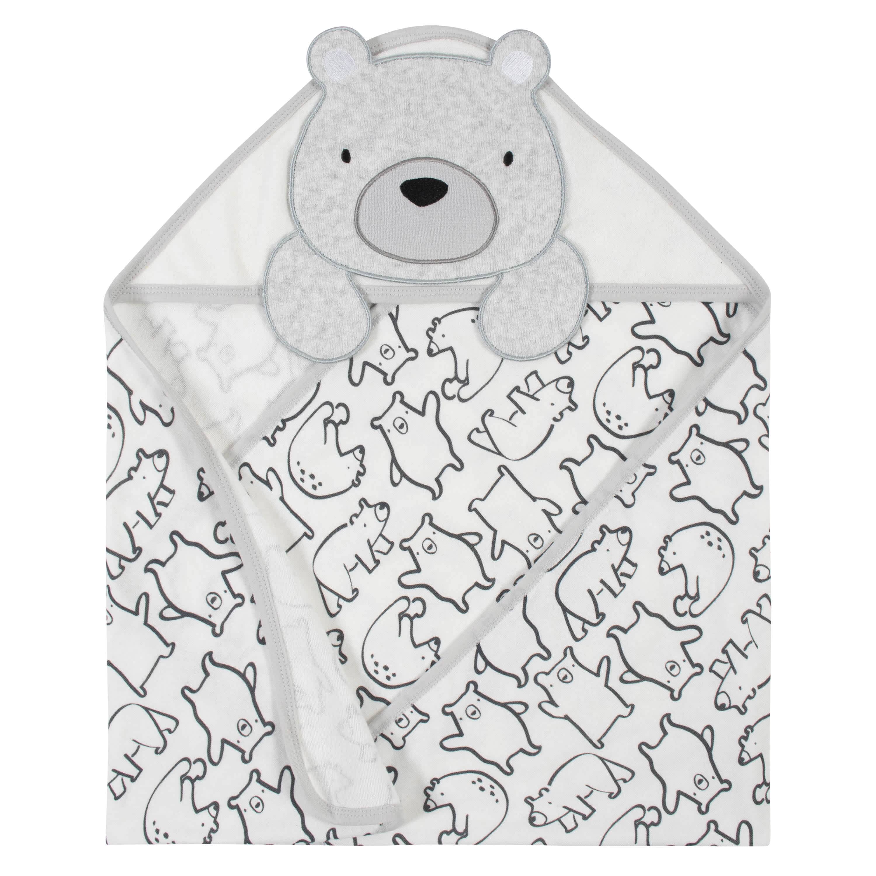4-Piece Boys Bear Hooded Towel and Washcloths Set - Image 4
