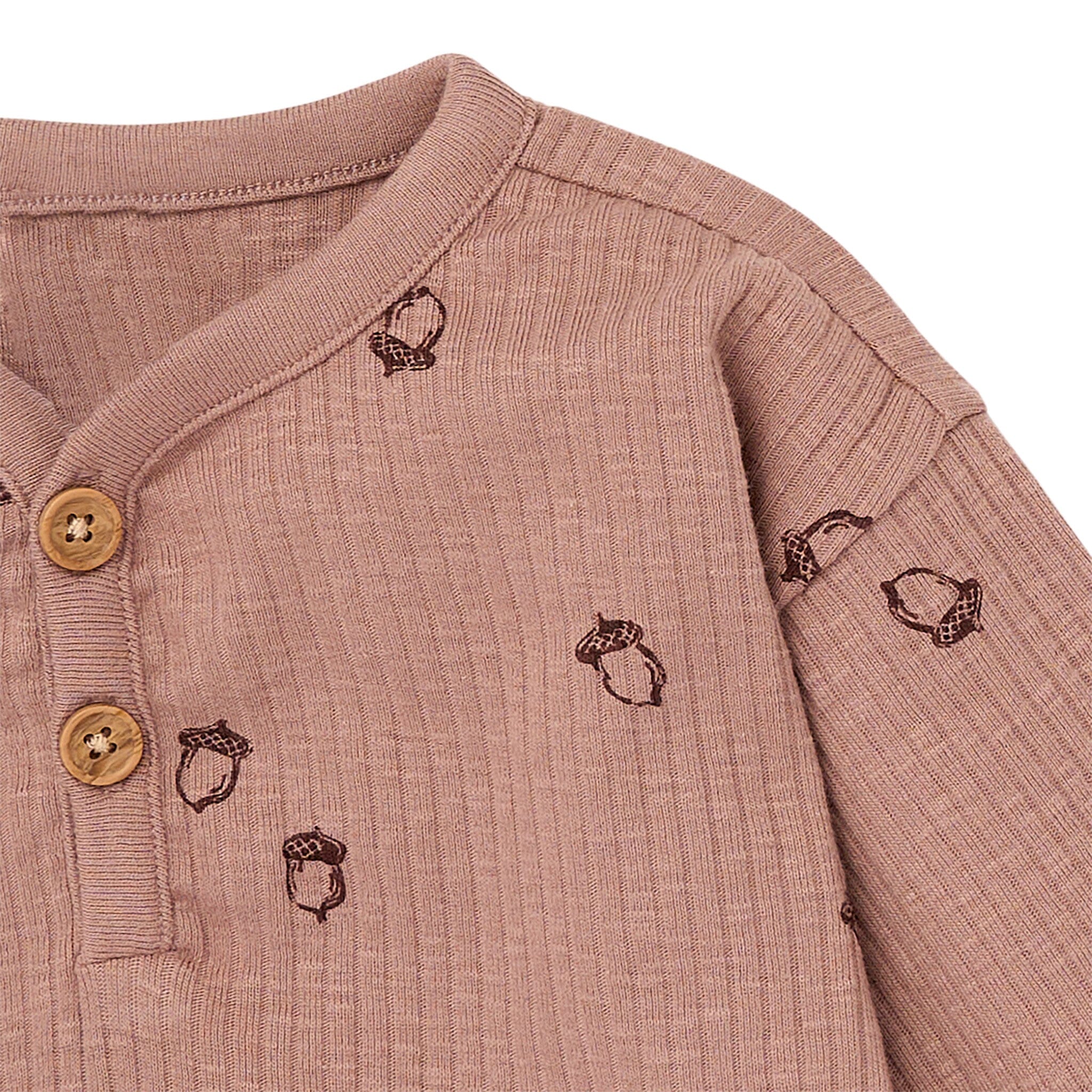 4-Piece Baby Boys Acorns Henley Tops and Pants Set - Image 3