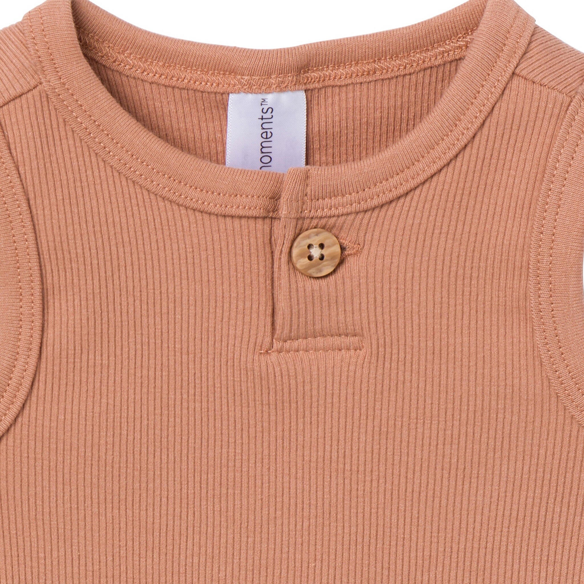 4-Piece Baby Boys Brown/ Med Grey Heather Bodysuit and Short Set - Image 3