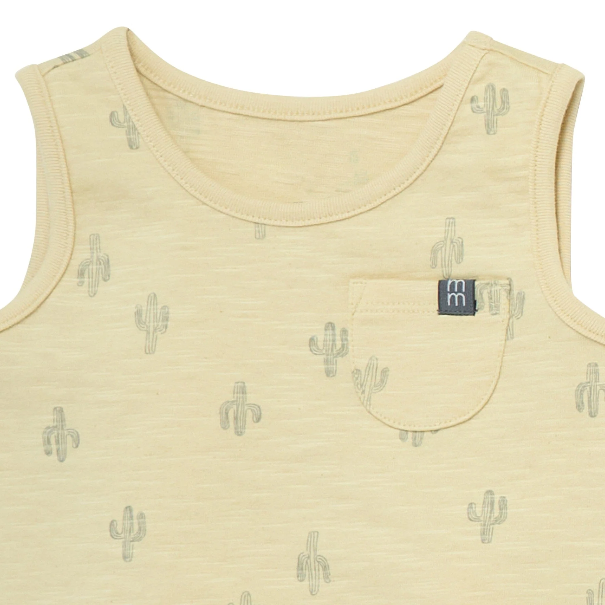4-Piece Baby Boys Dusty Yellow Cactus Sleeveless Shirts and Shorts Set - Image 3