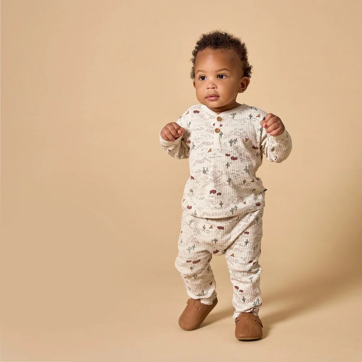 4-Piece Baby Boys Buffalo Desert Henley Tops and Pants Set - Image 2