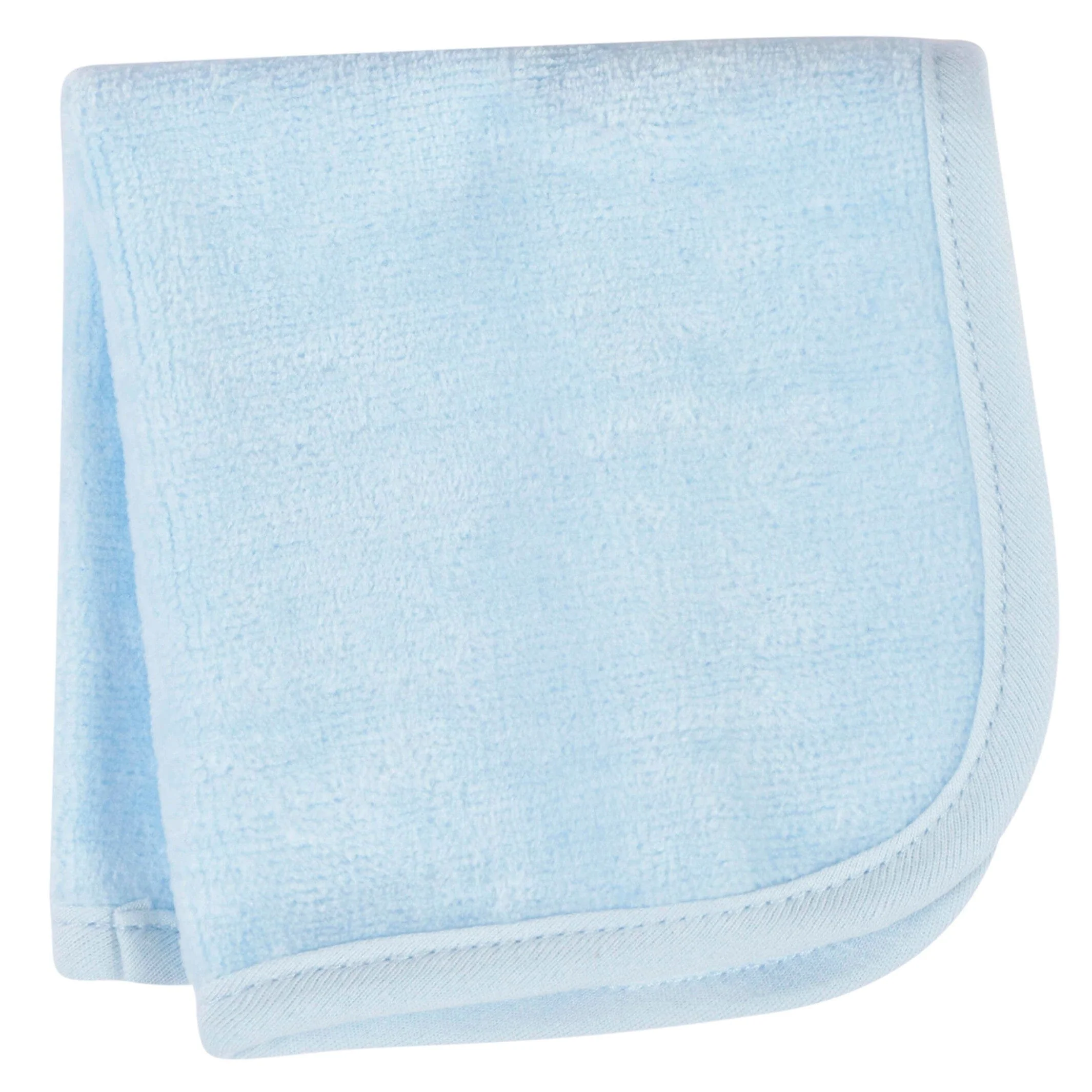 Embroidered 4-Piece Boys Striped Blue Hooded Towel & Washcloths Set - Image 4