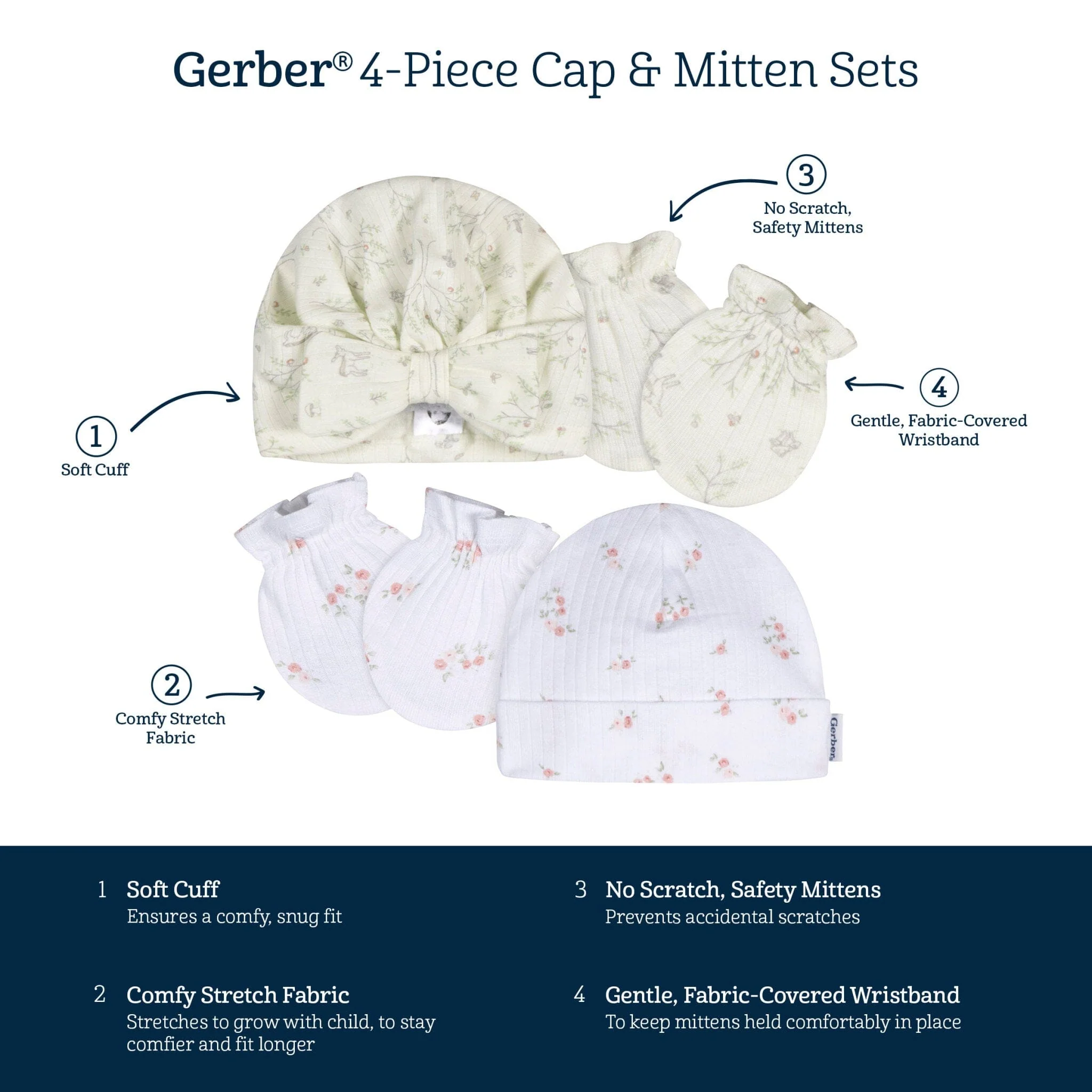 4-Piece Baby Girls Deer Cap and Mitten Set - Image 6