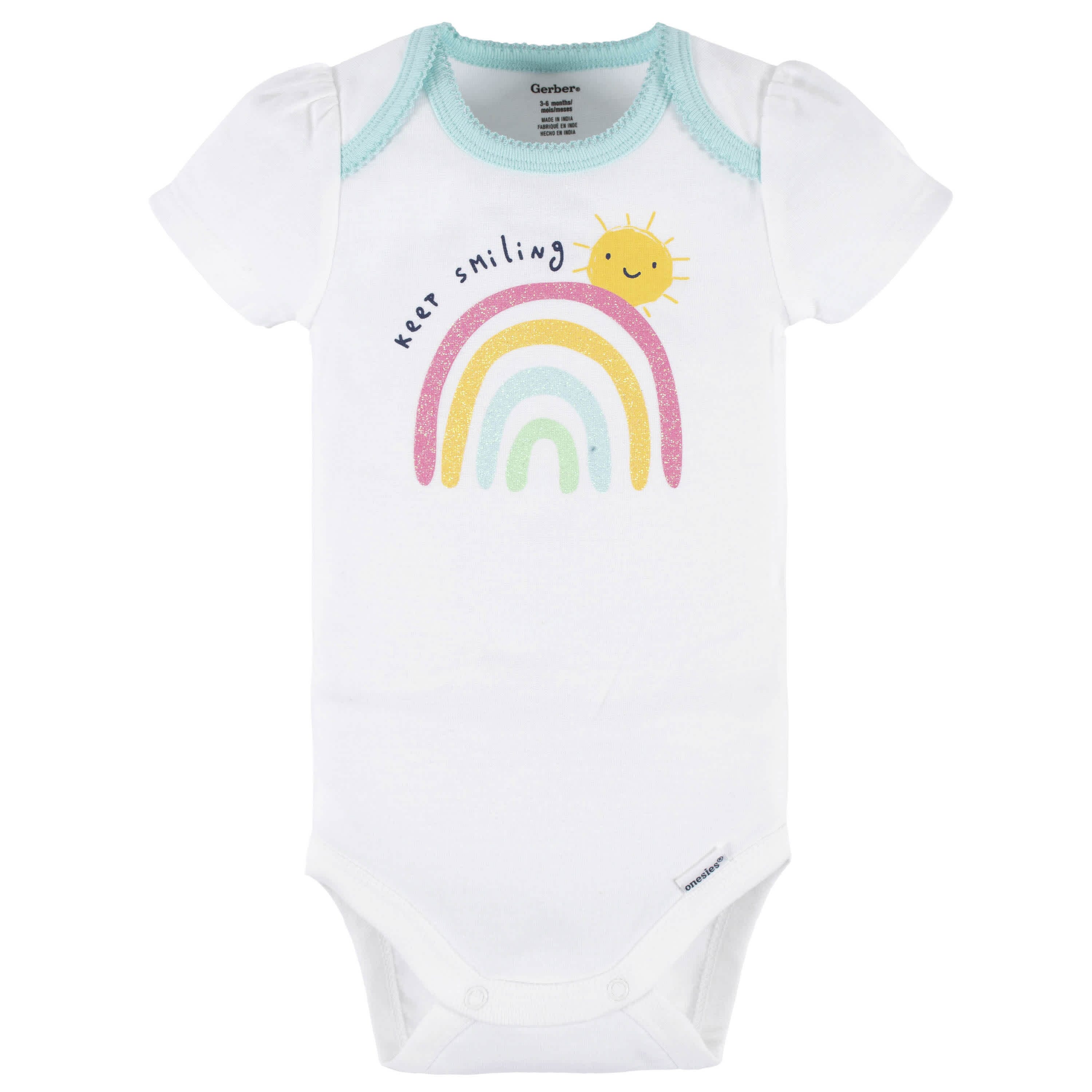 4-Piece Baby Girls Dots Of Rainbows Onesies® Bodysuit, Tee, Skort & Pant Set - Image 4