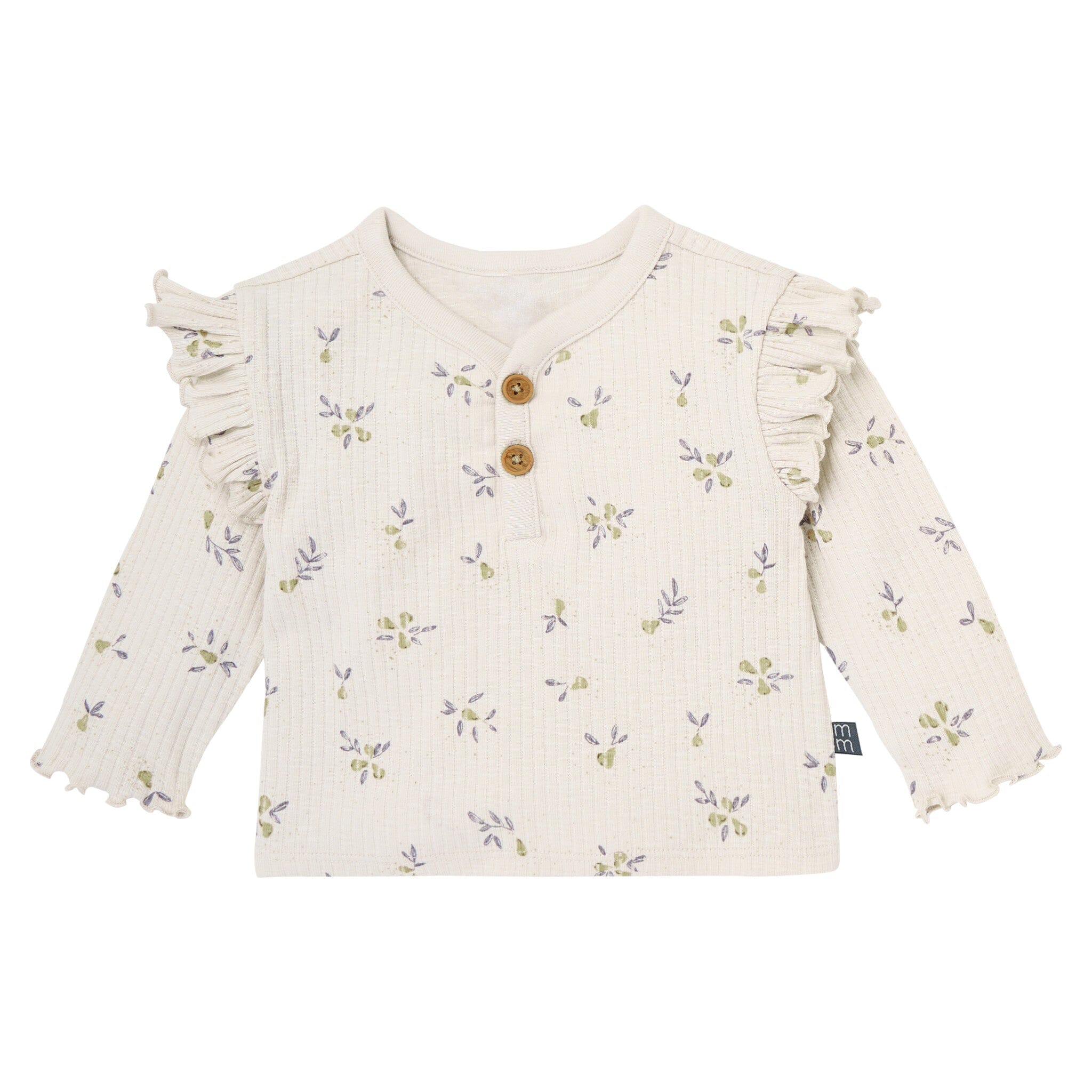 4-Piece Baby Girls Pear Henley Ruffle Tops and Pants Set - Image 2