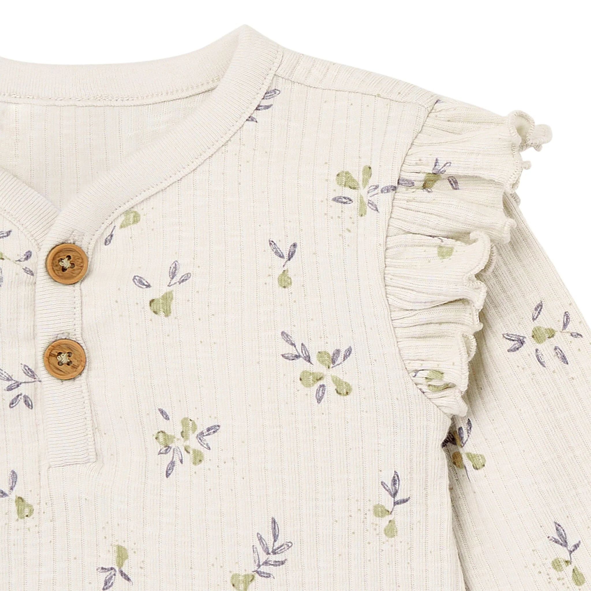 4-Piece Baby Girls Pear Henley Ruffle Tops and Pants Set - Image 3