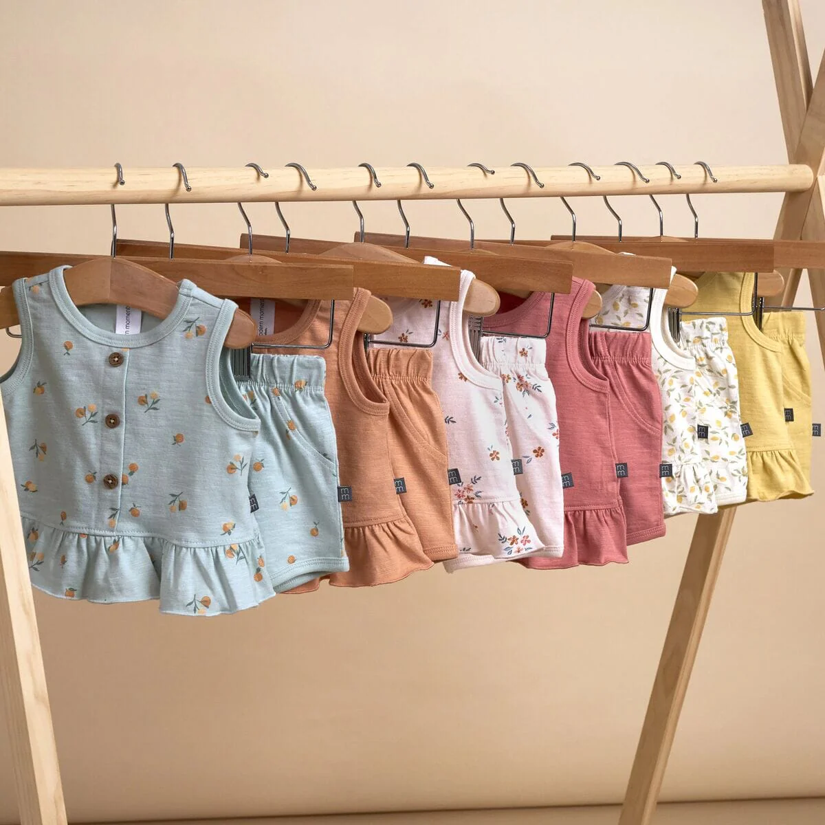4-Piece Baby Girls Lemon Vines Sleeveless Peplum Tops and Shorts Set - Image 11