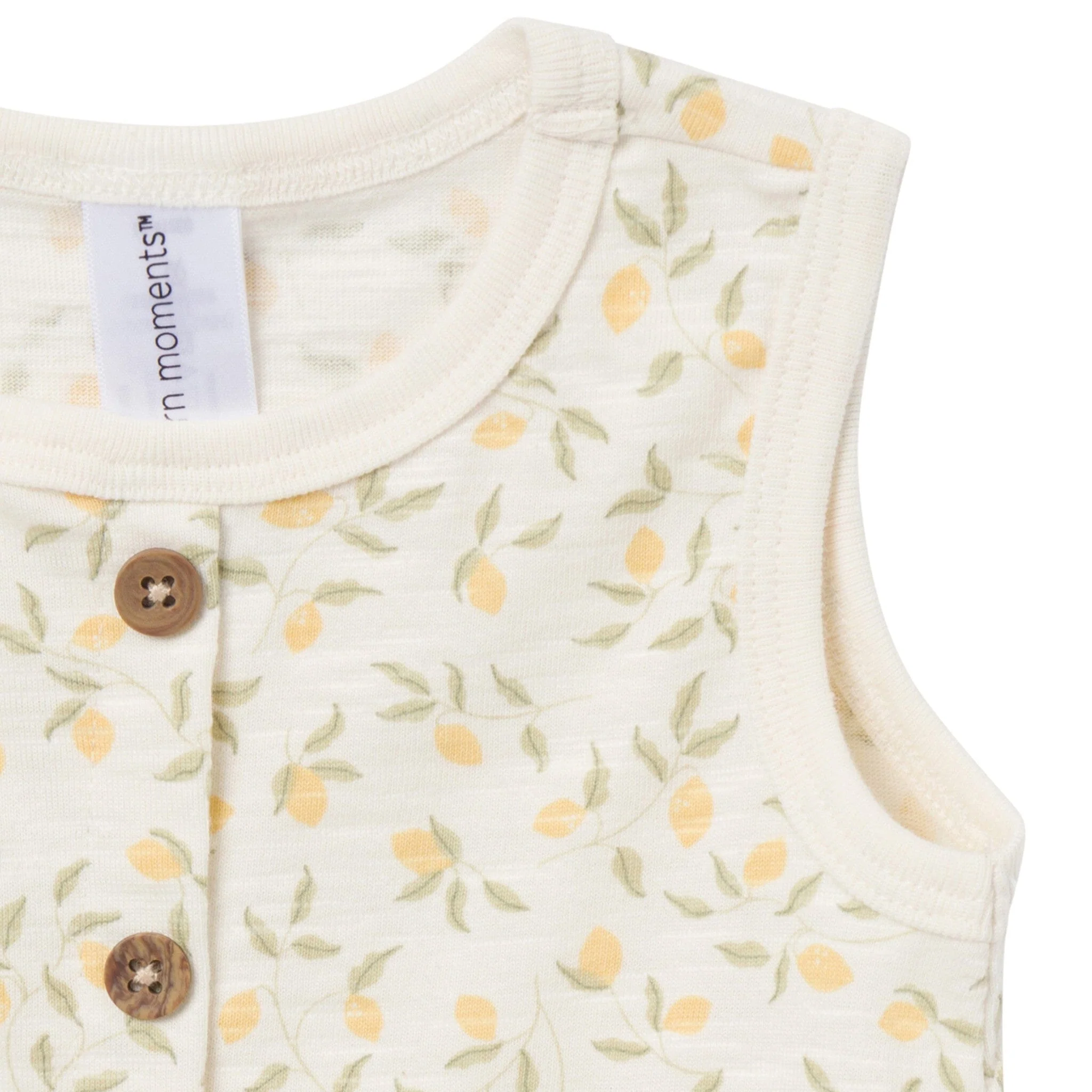 4-Piece Baby Girls Lemon Vines Sleeveless Peplum Tops and Shorts Set - Image 3