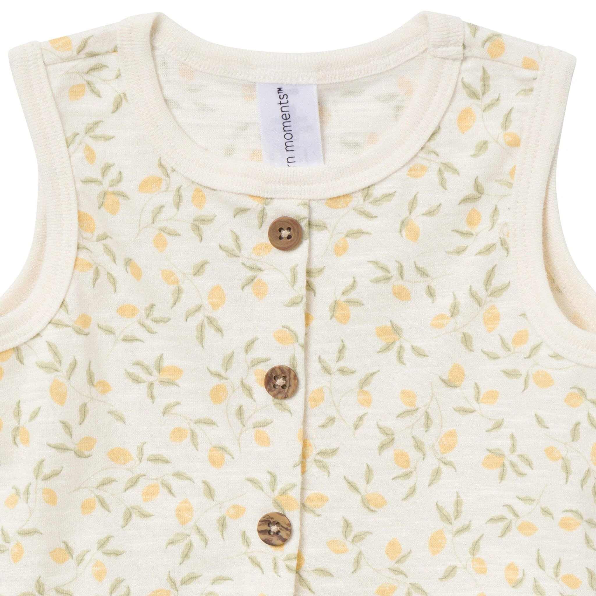 4-Piece Baby Girls Lemon Vines Sleeveless Peplum Tops and Shorts Set - Image 4