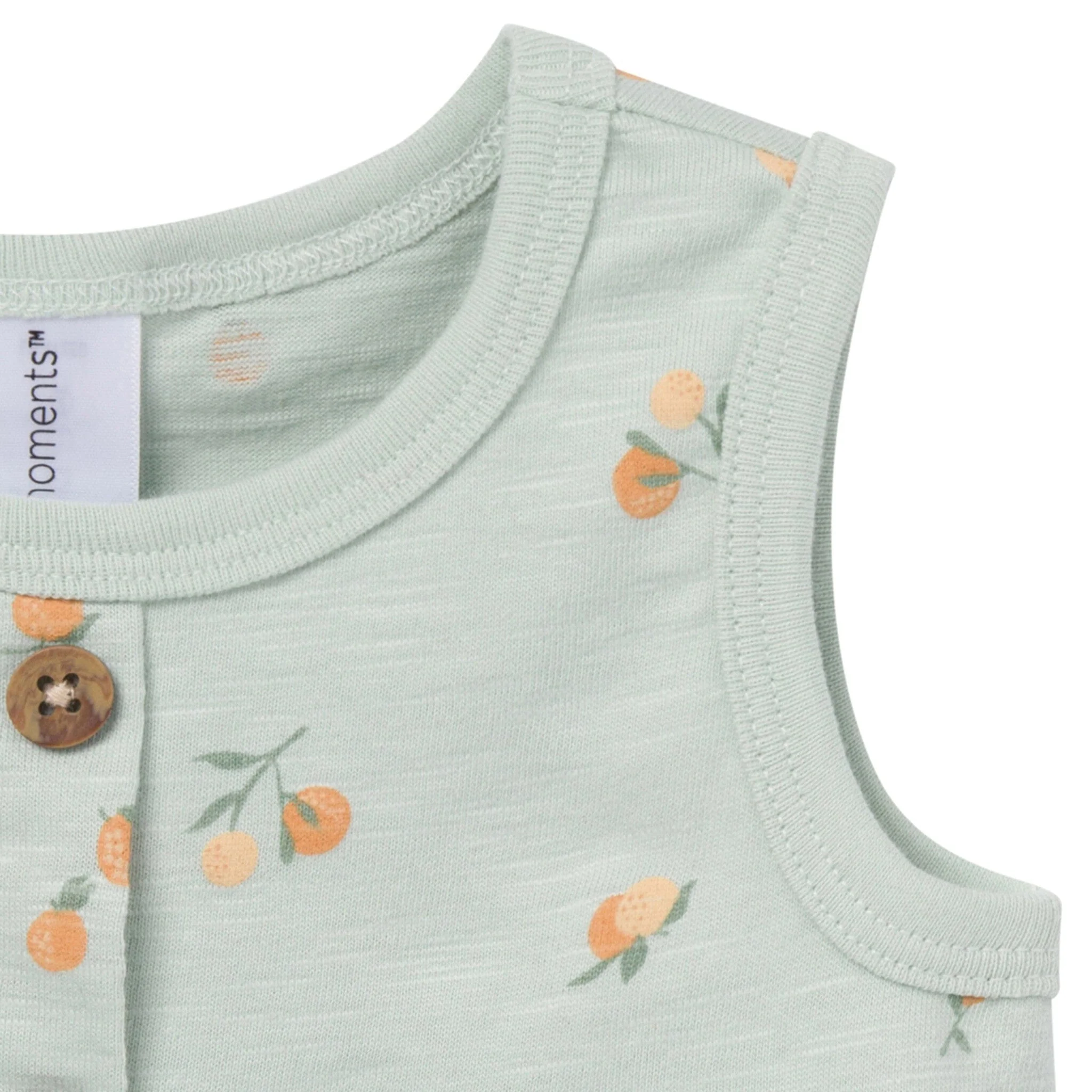 4-Piece Baby Girls Light Sky Oranges Sleeveless Peplum Tops and Shorts Set - Image 4