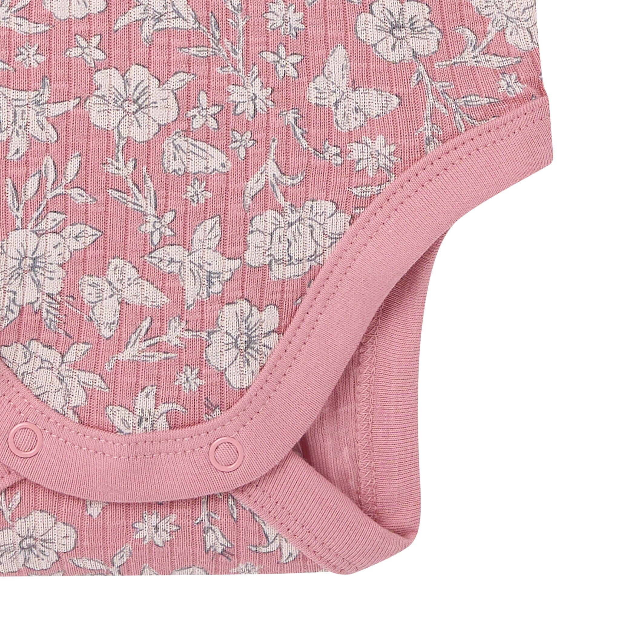 4-Piece Baby Girls Pink Flower Short Sleeve Bodysuits and Shorts Set - Image 13