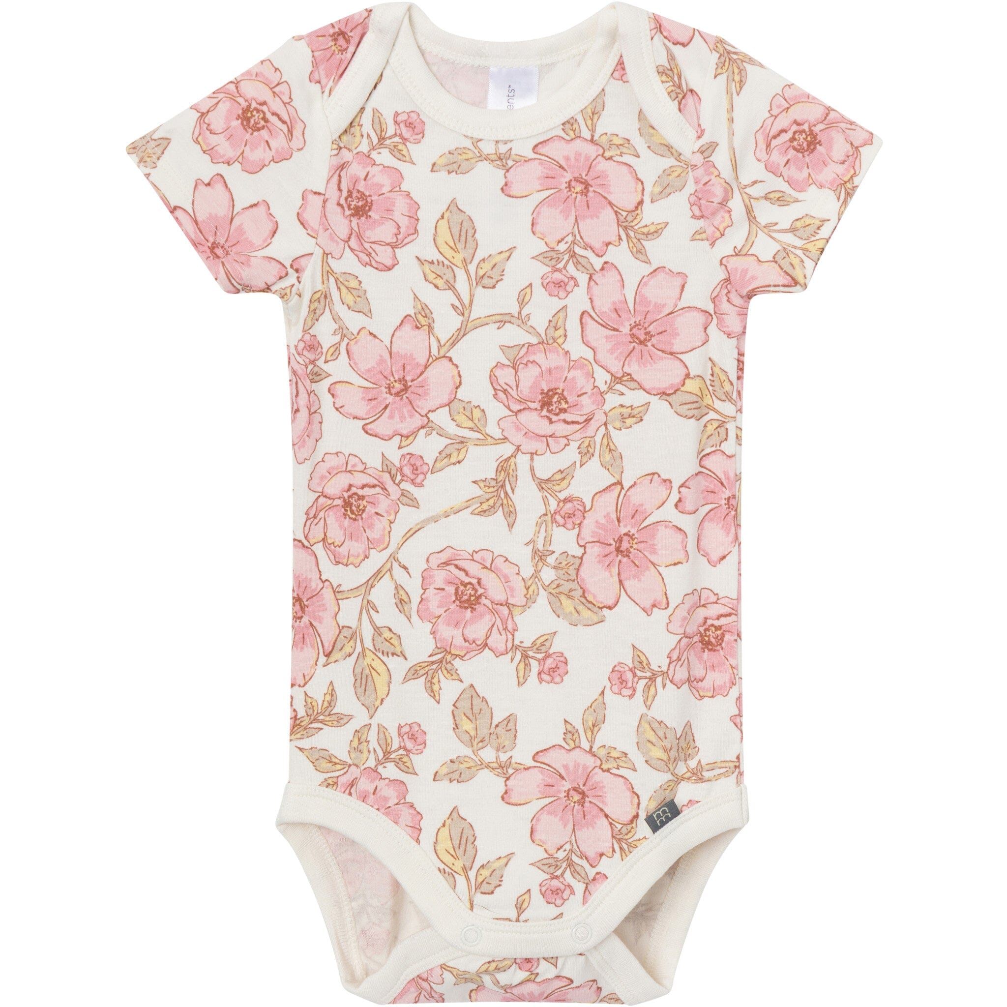 4-Piece Baby Girls Pink Flower Bodysuits and Pants Viscose Set - Image 2
