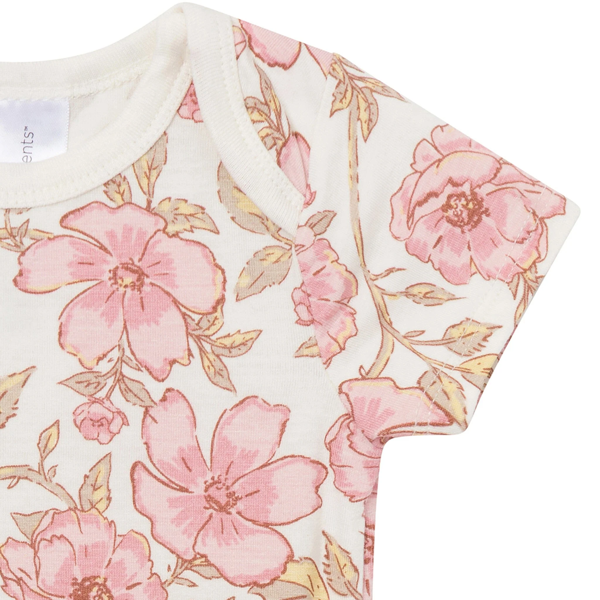 4-Piece Baby Girls Pink Flower Bodysuits and Pants Viscose Set - Image 3