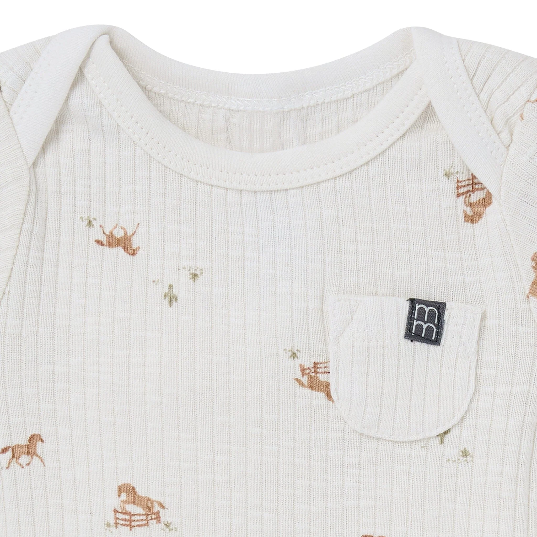 4-Piece Baby Neutral Horse Barn Short Sleeve Bodysuits and Shorts Set - Image 3