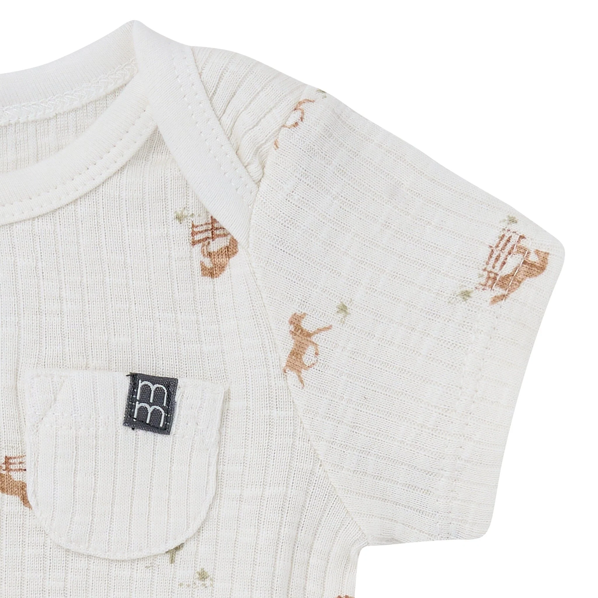 4-Piece Baby Neutral Horse Barn Short Sleeve Bodysuits and Shorts Set - Image 4