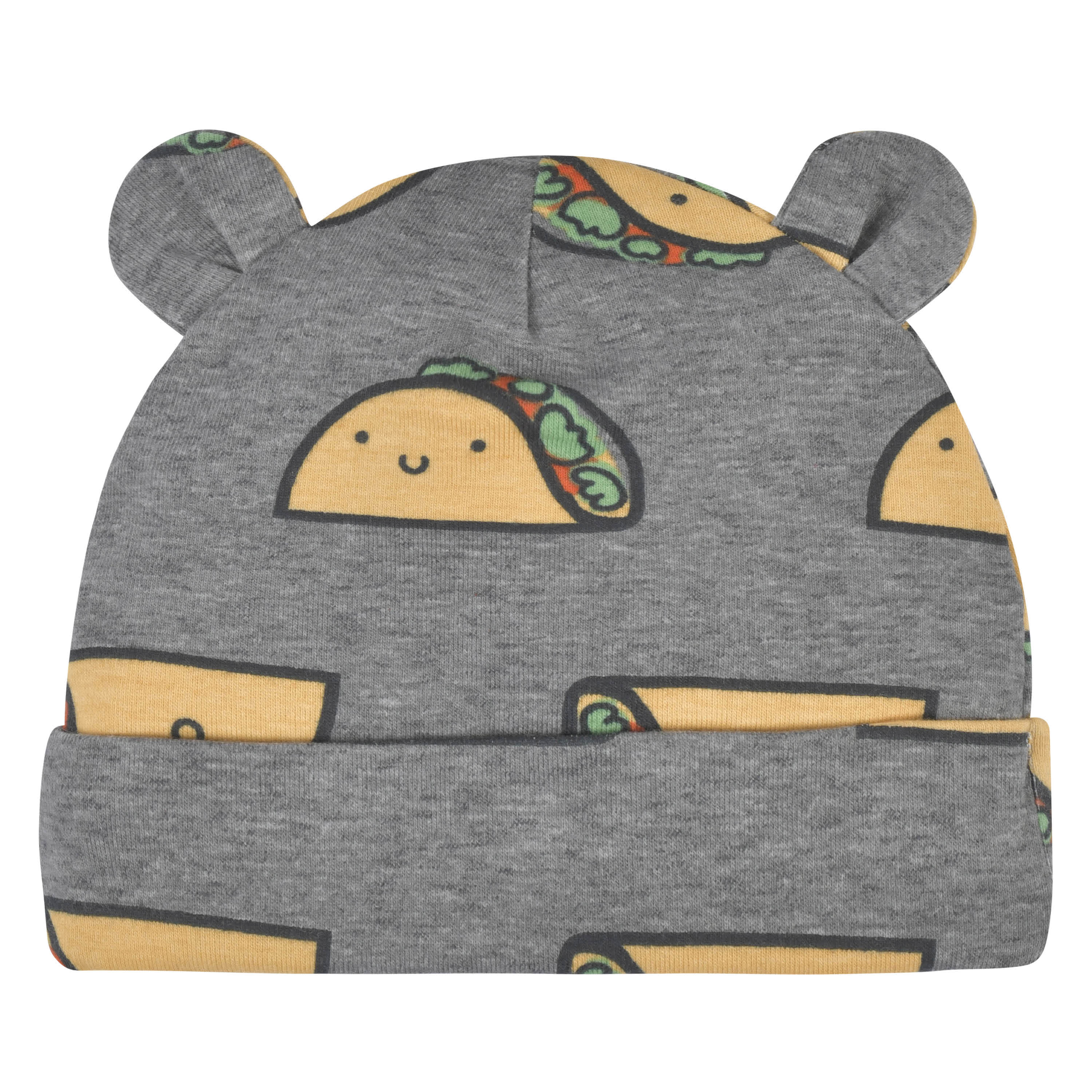 4-Piece Baby Neutral Comfy Stretch Taco Caps & No Scratch Mittens Set - Image 2