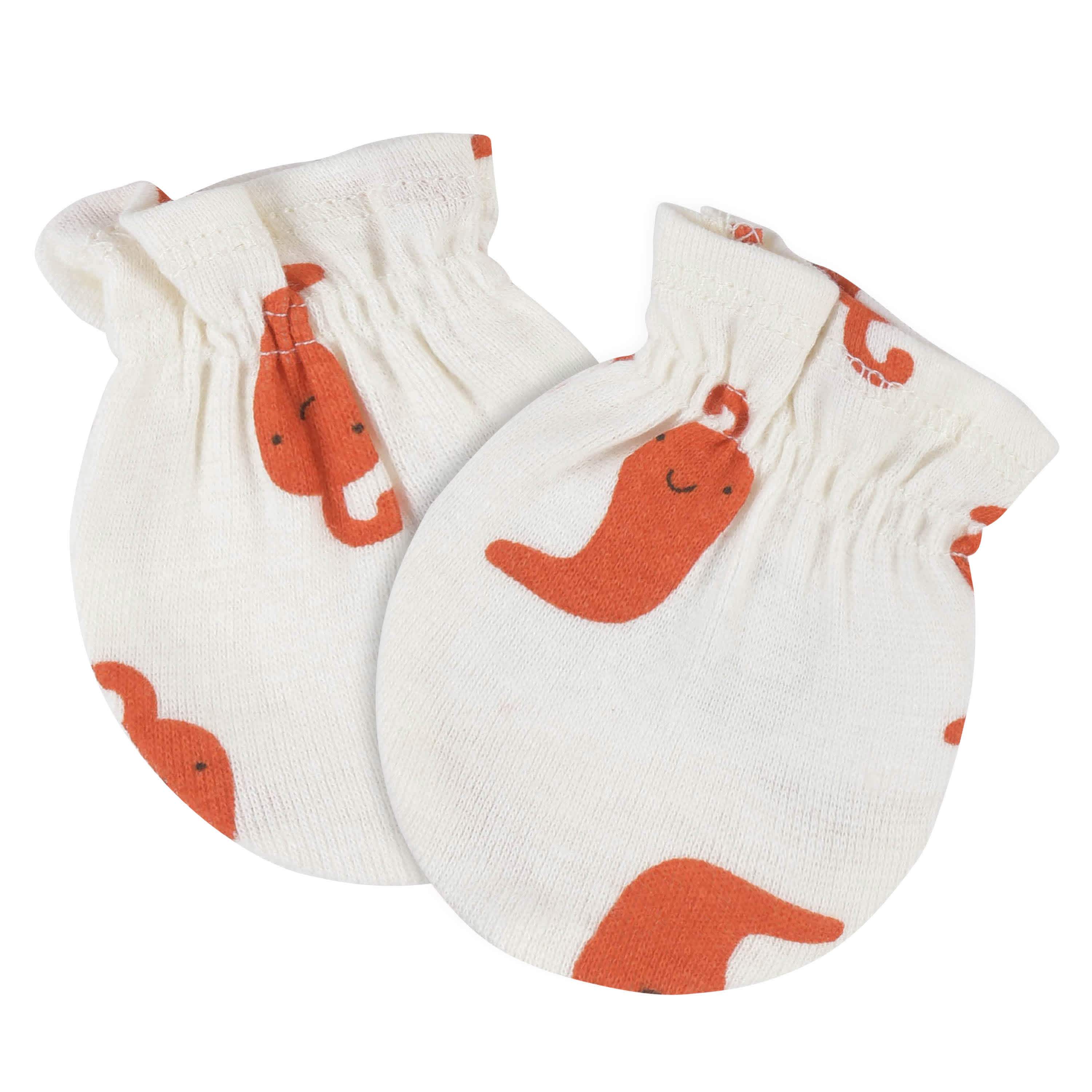 4-Piece Baby Neutral Comfy Stretch Taco Caps & No Scratch Mittens Set - Image 5