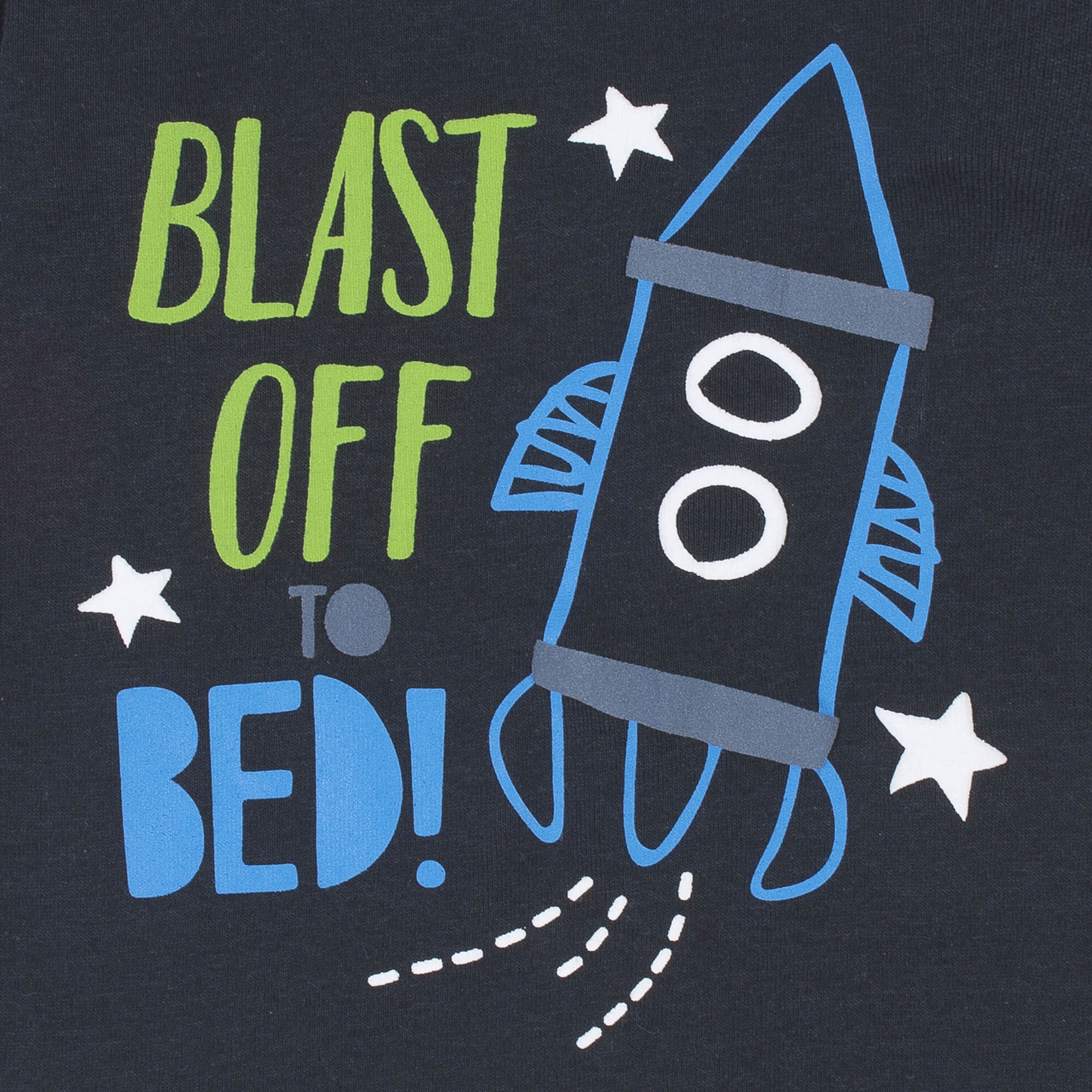 4-Piece Infant & Toddler Boys Space Snug Fit Cotton Pajamas - Image 3