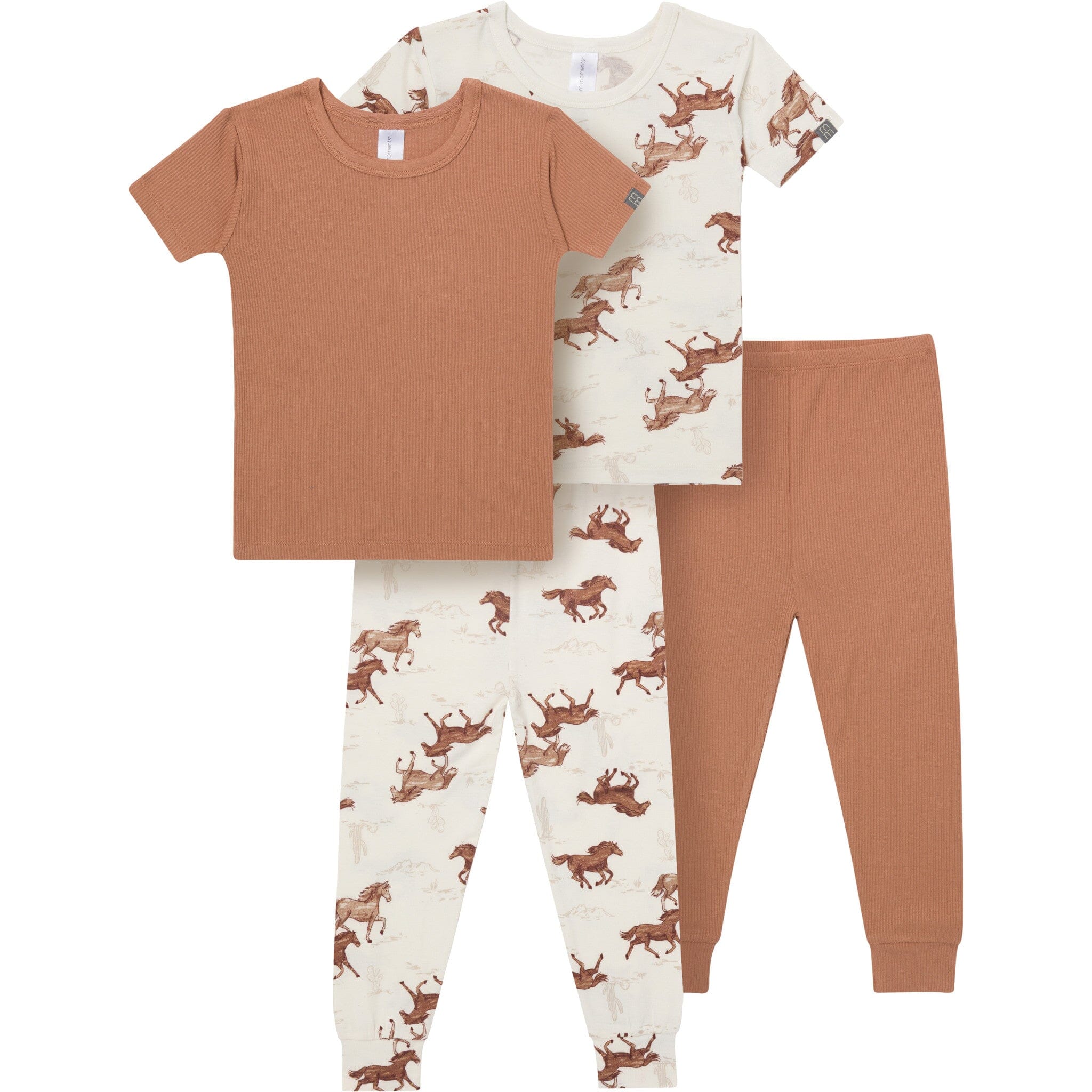 4-Piece Boys Wild Horses Viscose Snug Fit Pajama Set