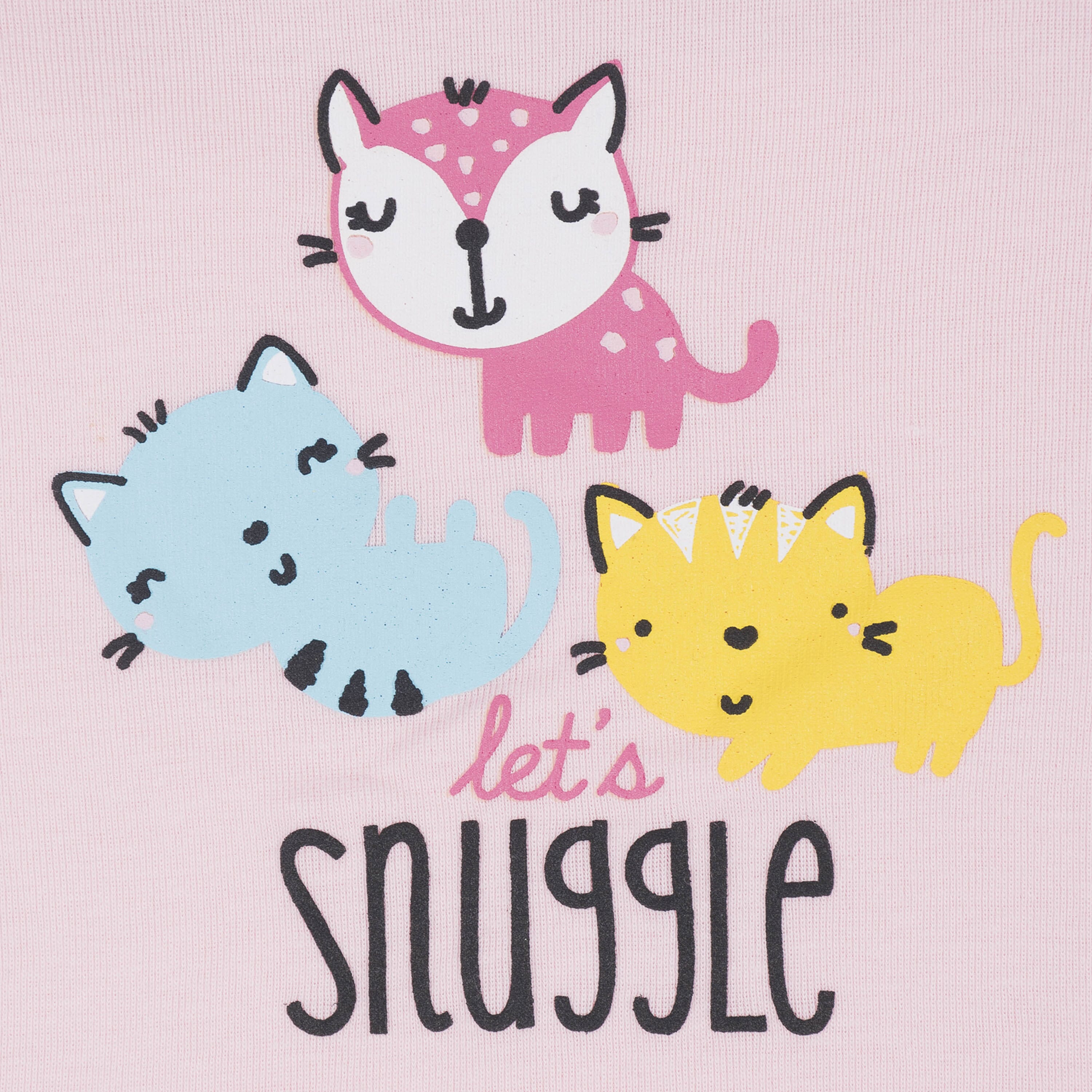4-Piece Infant & Toddler Girls Cats Snug Fit Cotton Pajamas - Image 3