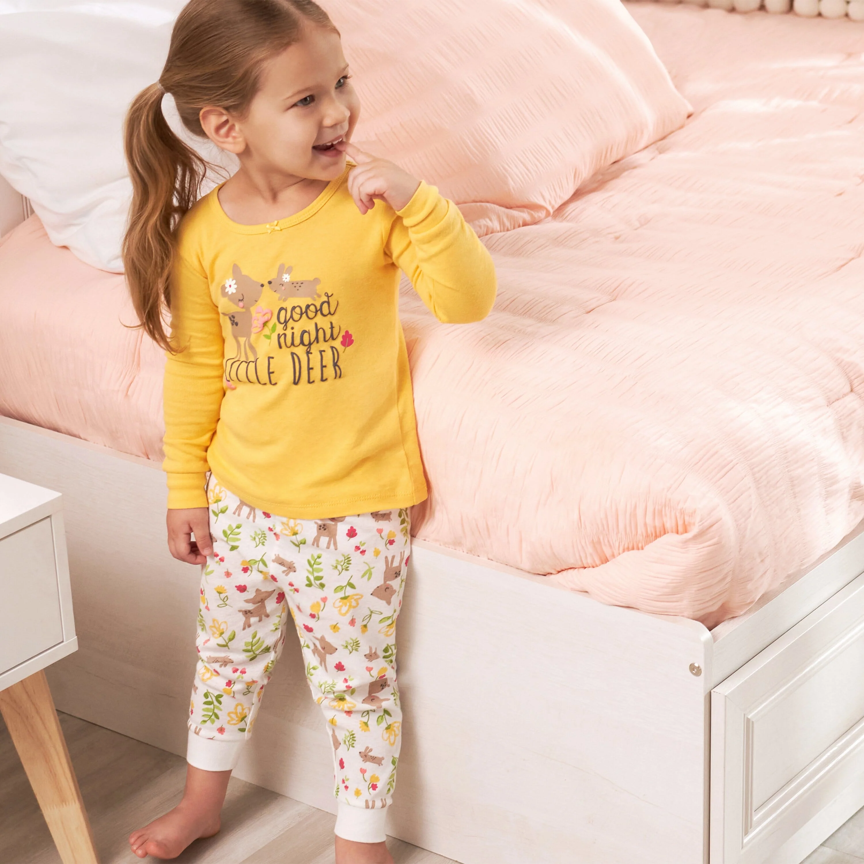4-Piece Infant & Toddler Girls Deer Snug Fit Cotton Pajamas - Image 2