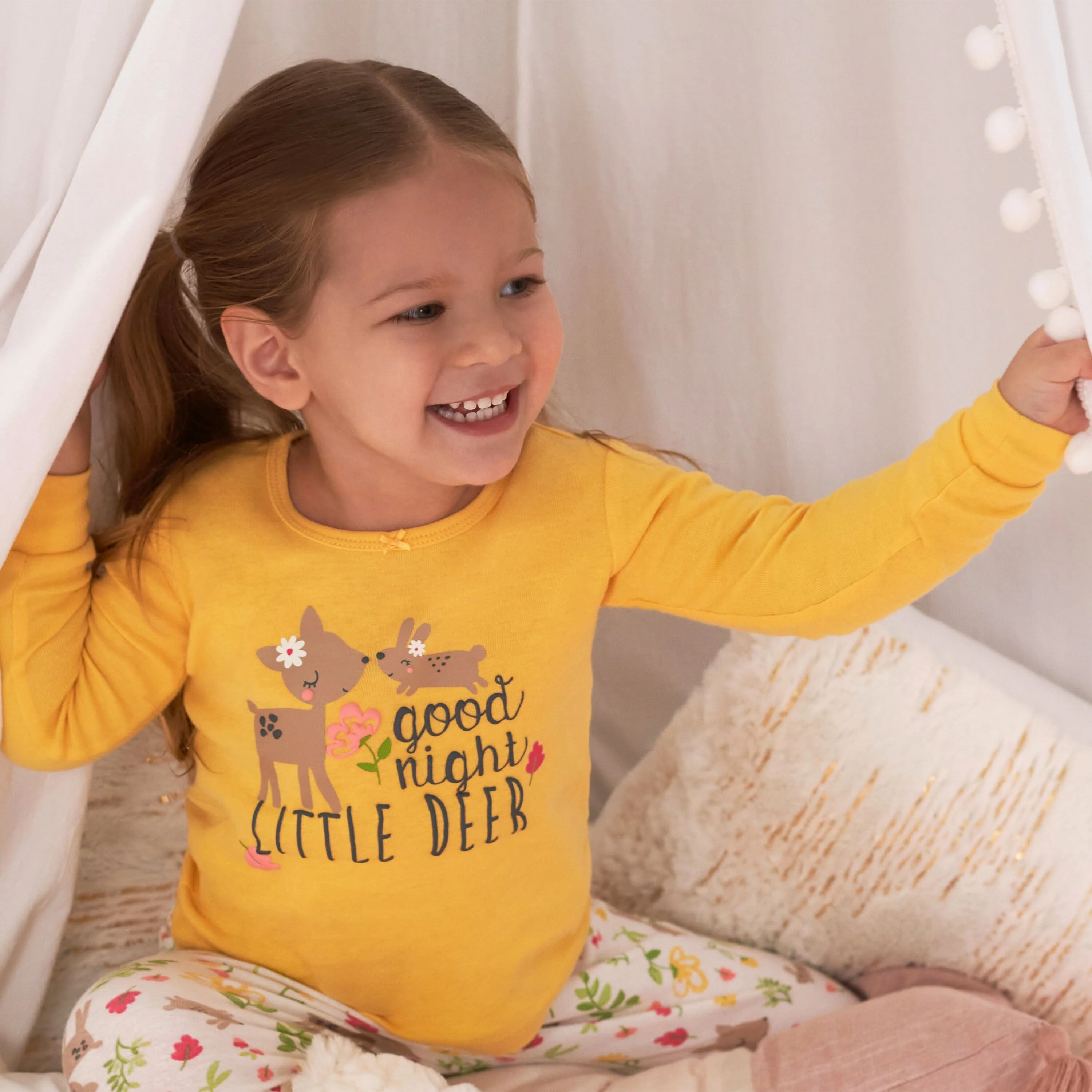 4-Piece Infant & Toddler Girls Deer Snug Fit Cotton Pajamas - Image 3