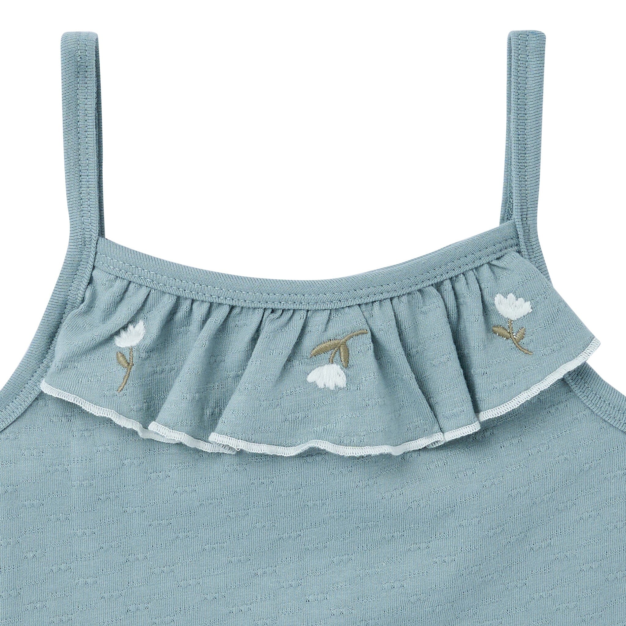 4-Piece Girls Blue Floral Tank Tops & Shorts Set - Image 8