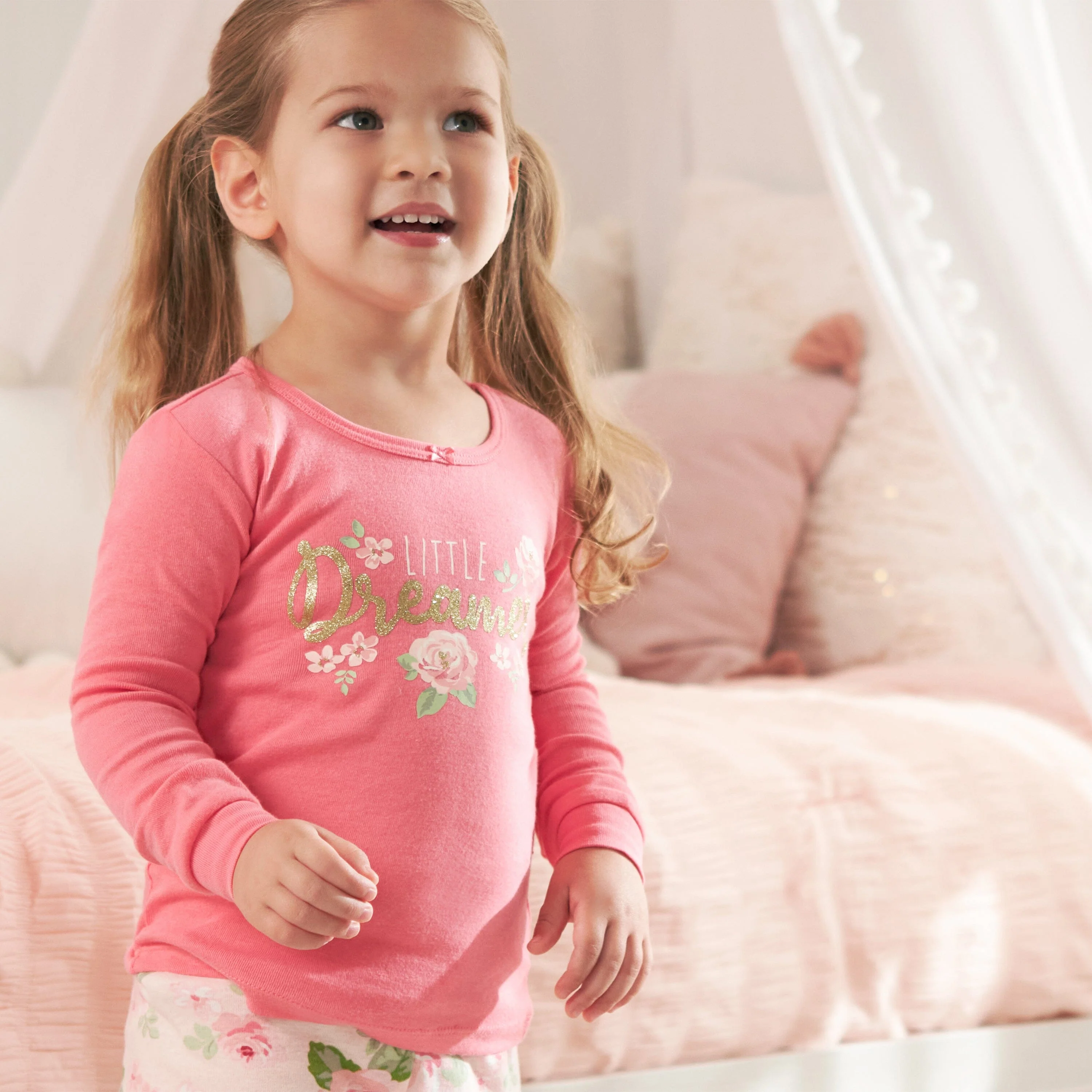 4-Piece Infant & Toddler Girls Rose Snug Fit Cotton Pajamas - Image 4