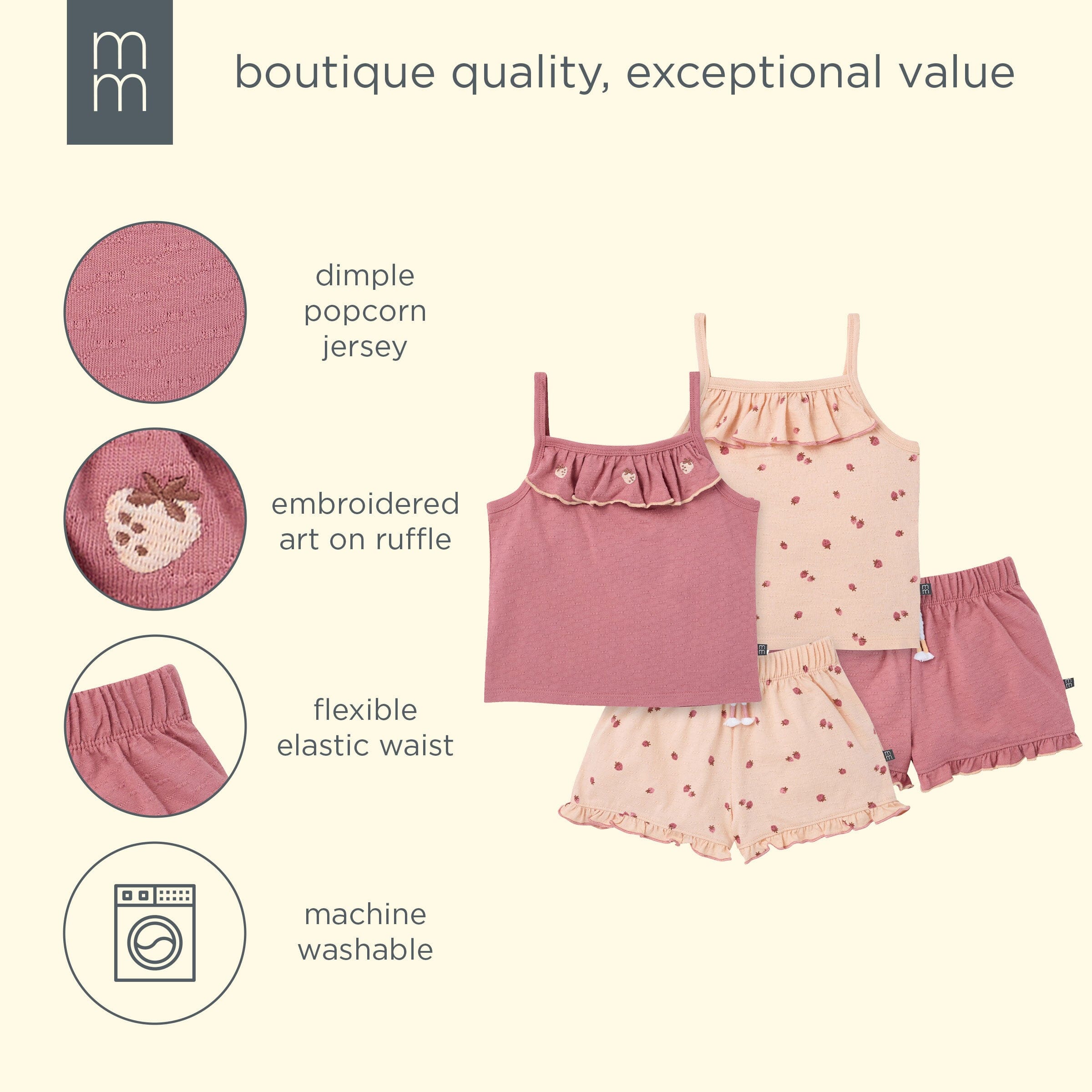 4-Piece Girls Strawberries Tank Tops & Shorts Set - Image 13