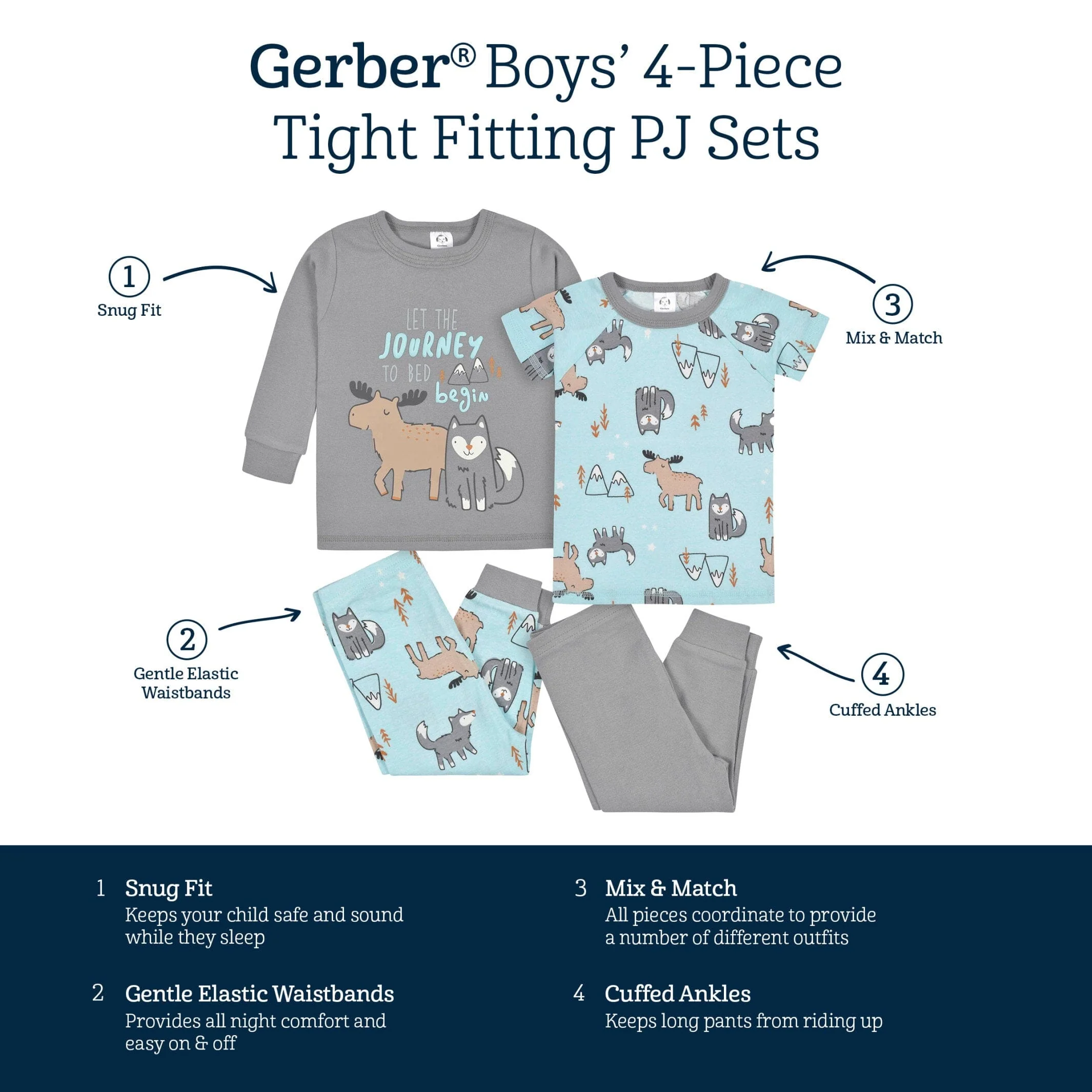 4-Piece Infant & Toddler Boys Polar Pals Snug Fit Cotton Pajamas - Image 6
