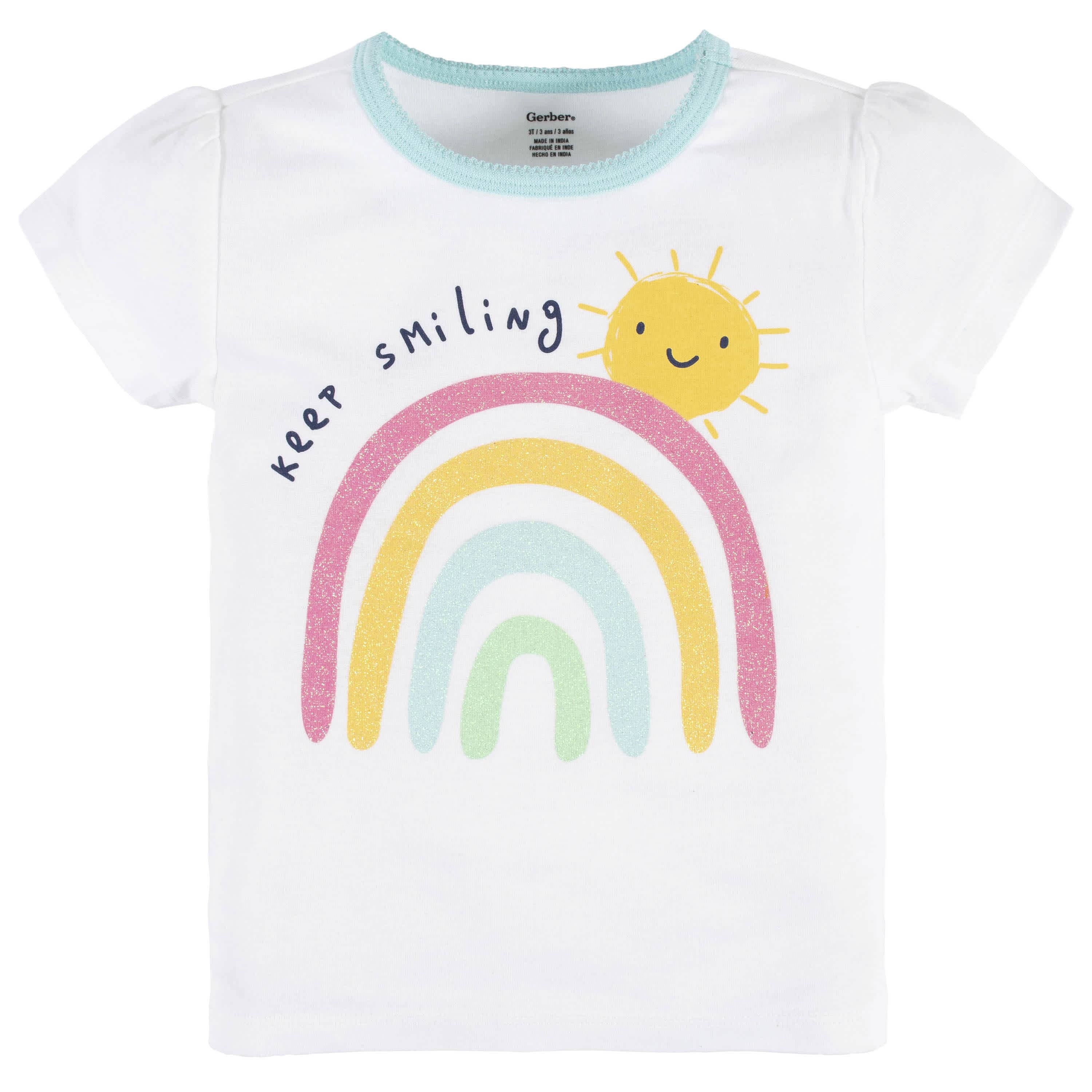 4-Piece Infant & Toddler Girls Dots Of Rainbows Tees, Skort & Pants Set - Image 4
