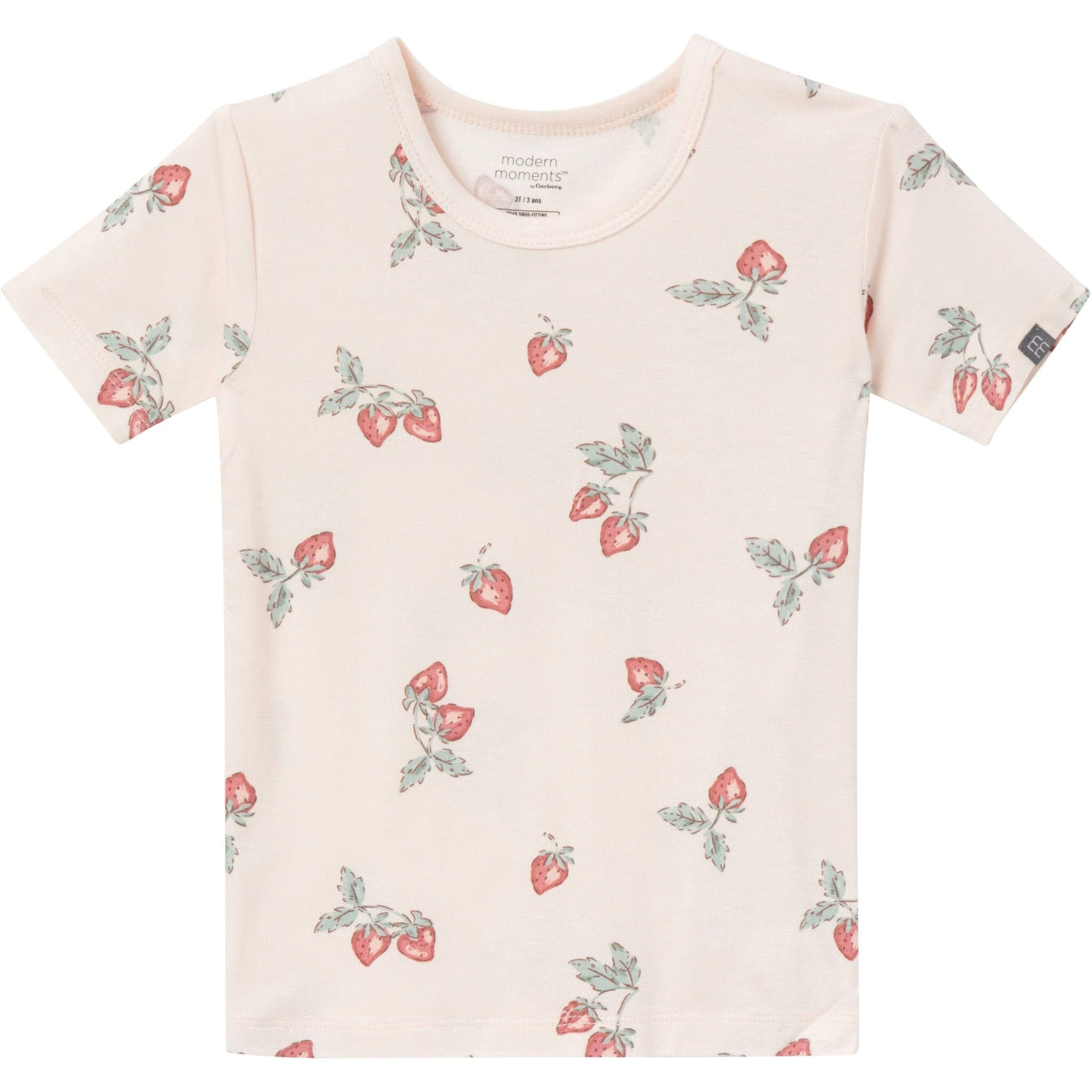4-Piece Infant & Toddler Girls Rose Strawberry Viscose Snug Fitting Pajamas - Image 3