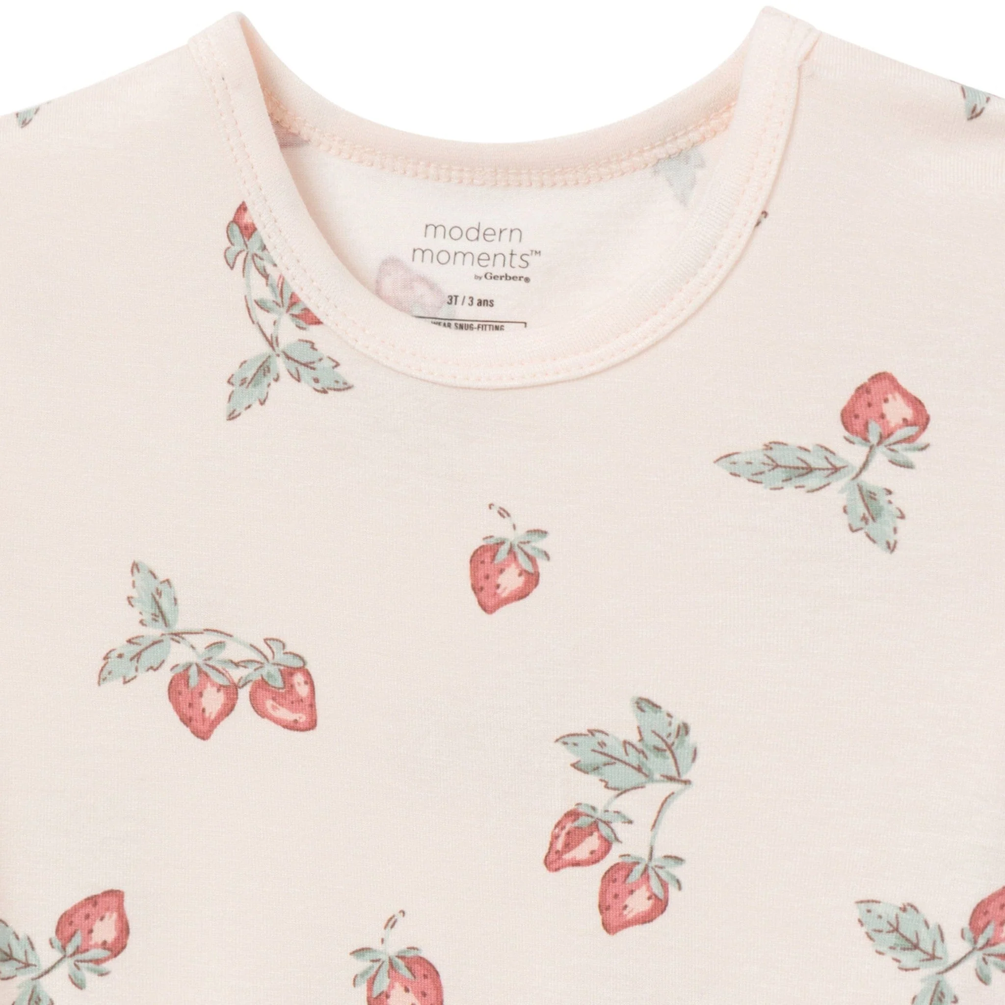 4-Piece Infant & Toddler Girls Rose Strawberry Viscose Snug Fitting Pajamas - Image 4