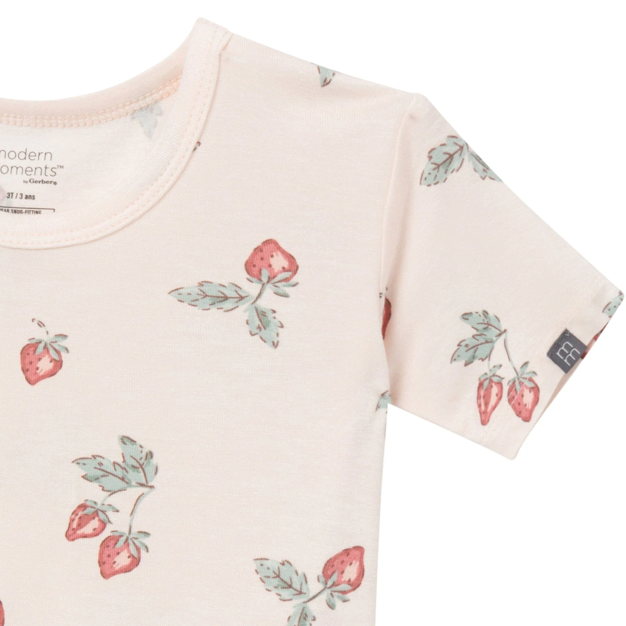 4-Piece Infant & Toddler Girls Rose Strawberry Viscose Snug Fitting Pajamas - Image 5