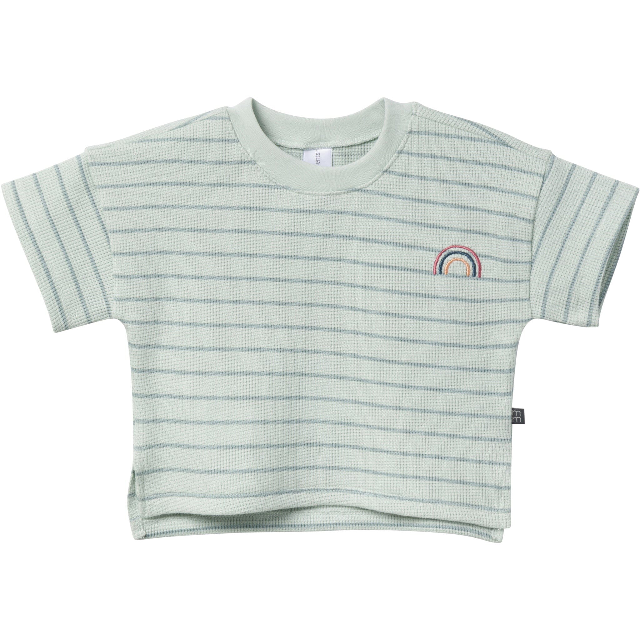 4-Piece Infant & Toddler Girls Light Sky Stripe Drop Shoulder Crop Tops and Shorts Set - Image 2