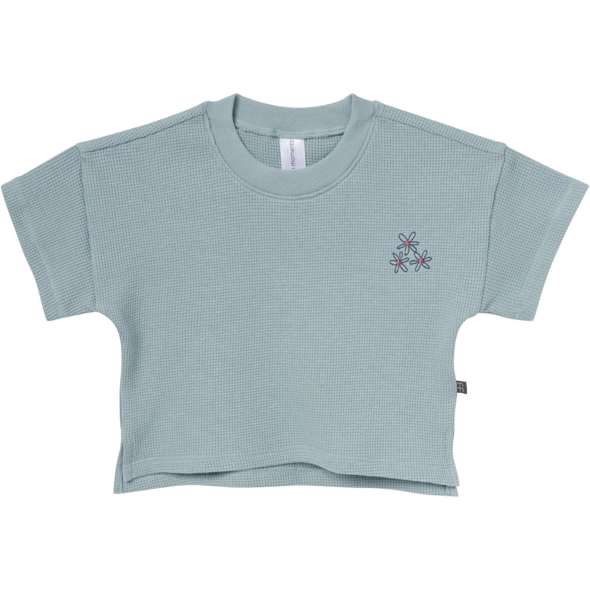 4-Piece Infant & Toddler Girls Light Sky Stripe Drop Shoulder Crop Tops and Shorts Set - Image 6