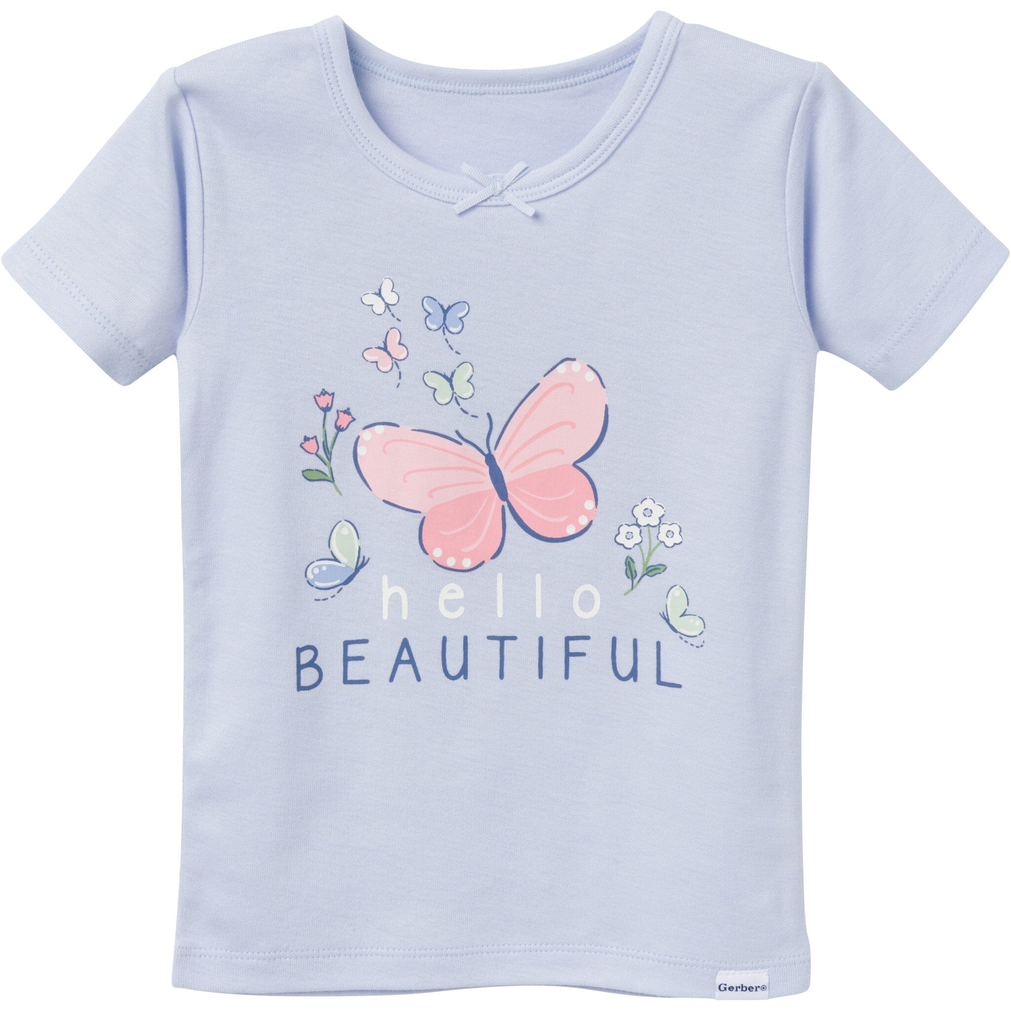 4-Piece Infant & Toddler Girls Butterfly Stripe Top and Shorts Pajama Set - Image 2