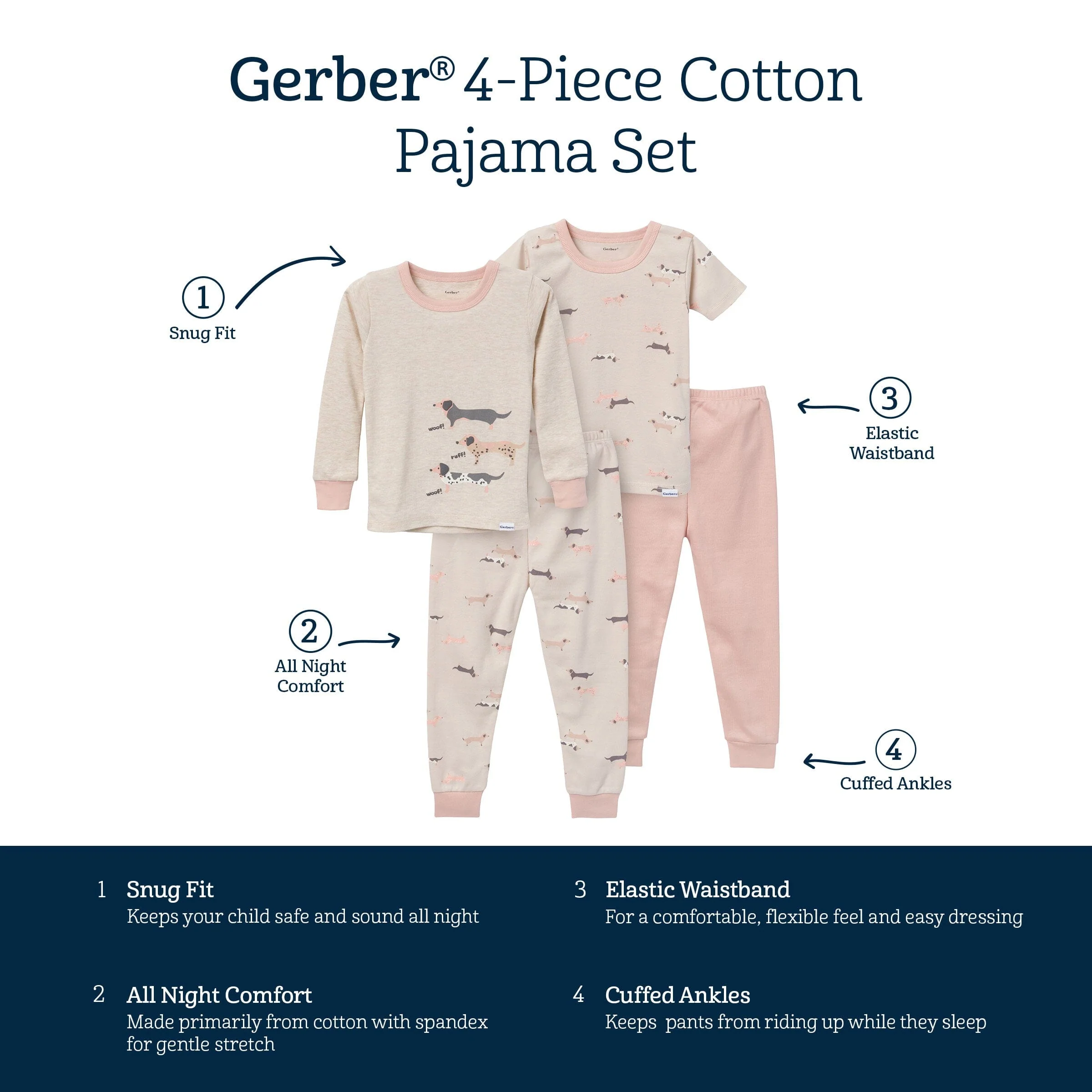 4-Piece Infant & Toddler Neutral Dog Tops and Pants Sets - Image 6