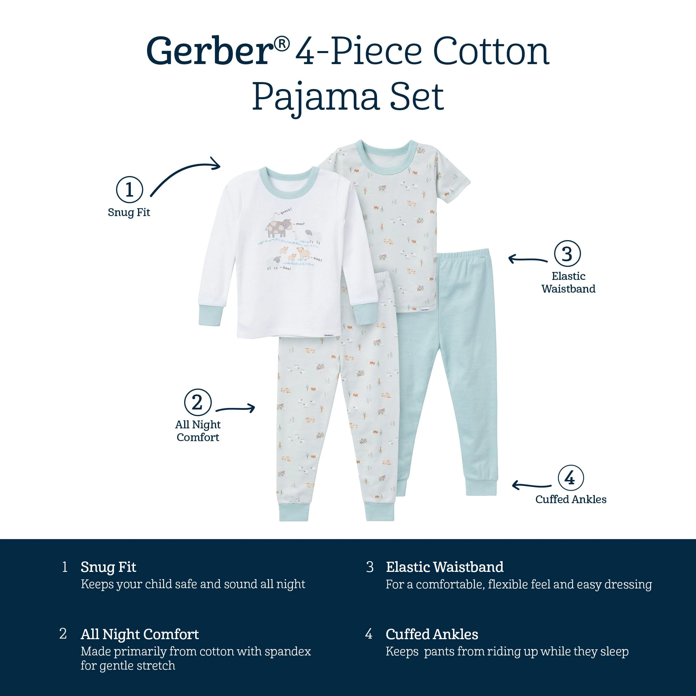 4-Piece Infant & Toddler Neutral Farm Tops and Pants Sets - Image 8