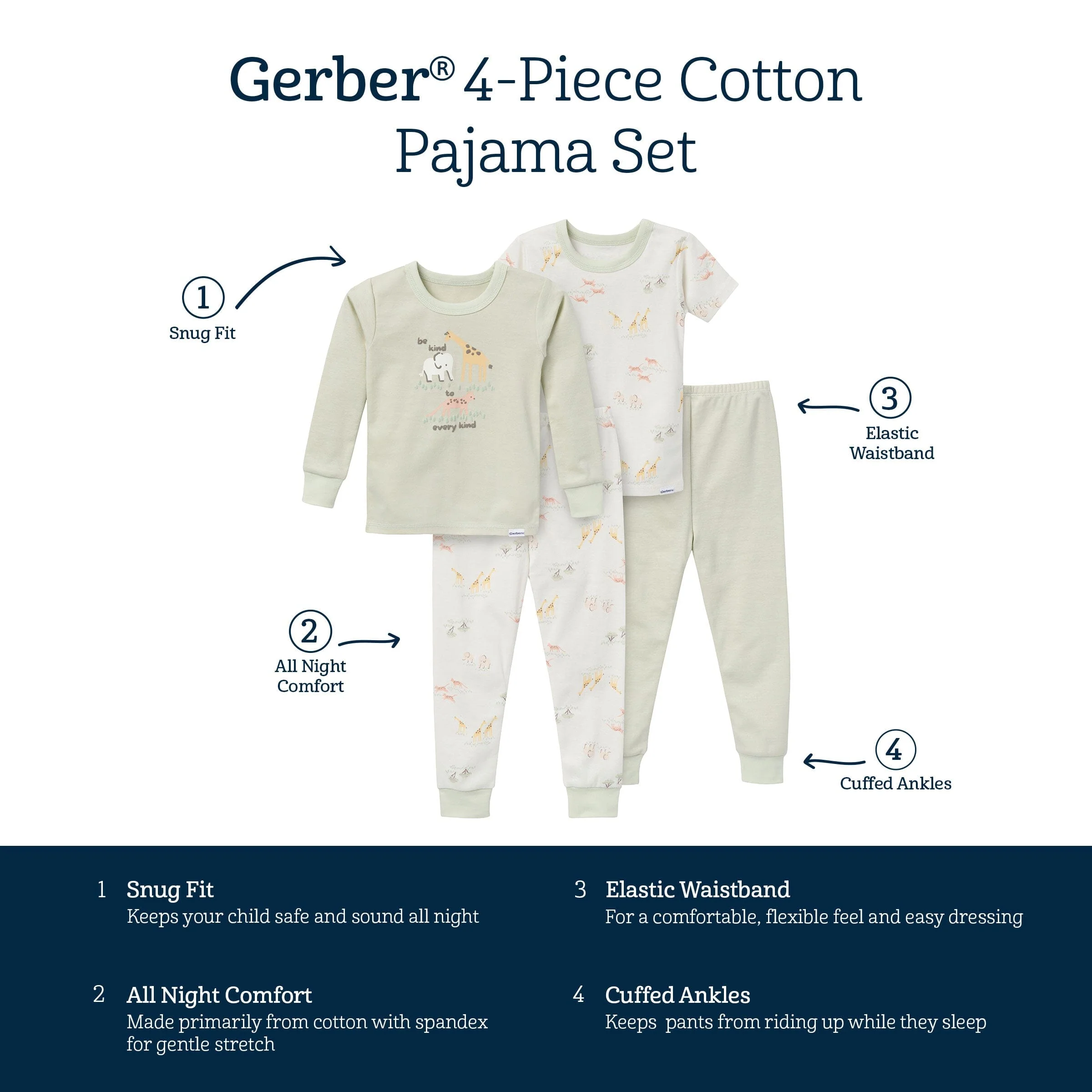 4-Piece Infant & Toddler Neutral Safari Tops and Pants Sets - Image 8