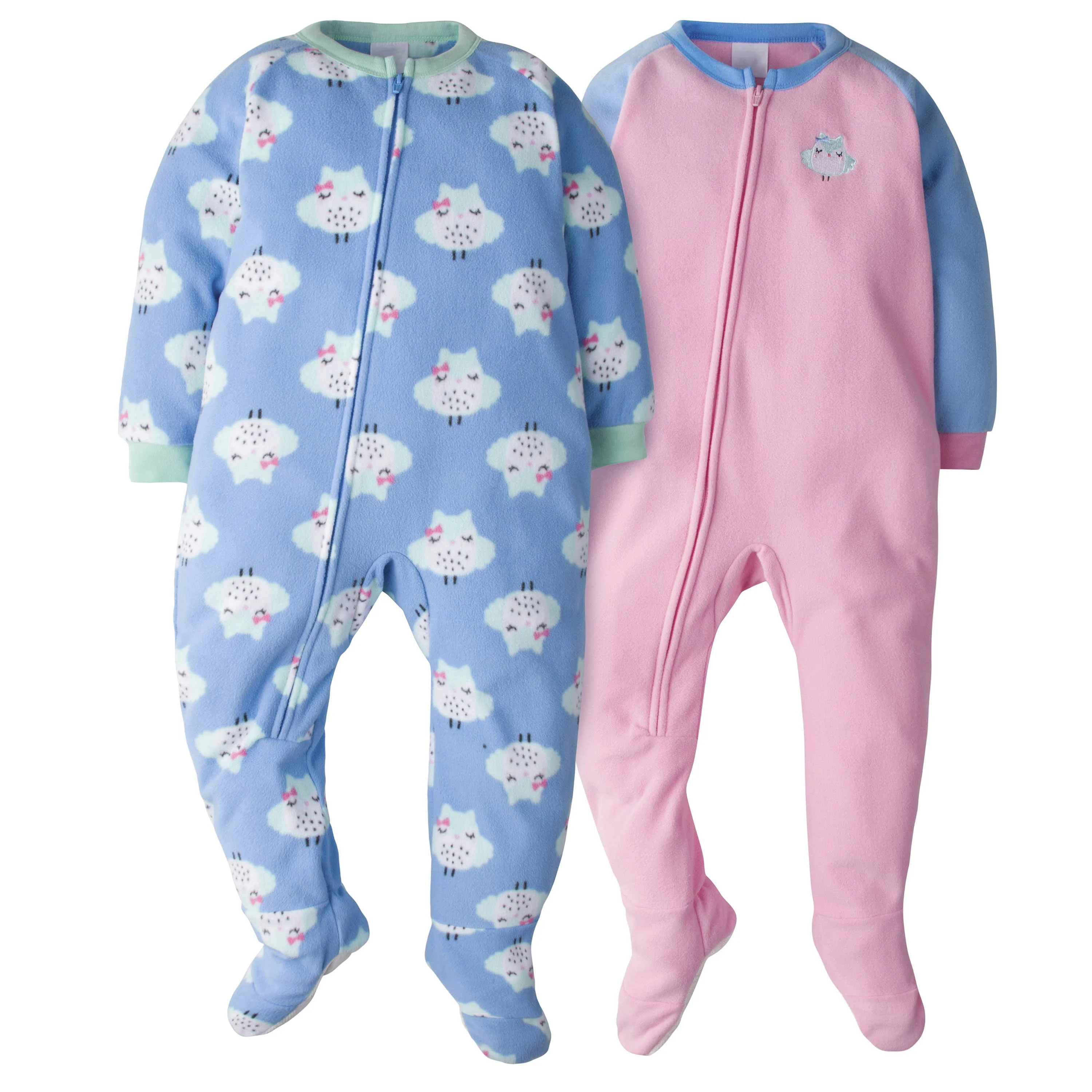 4-Pack Toddler Girls Fleece Pajamas - Clouds & Owls - Image 2