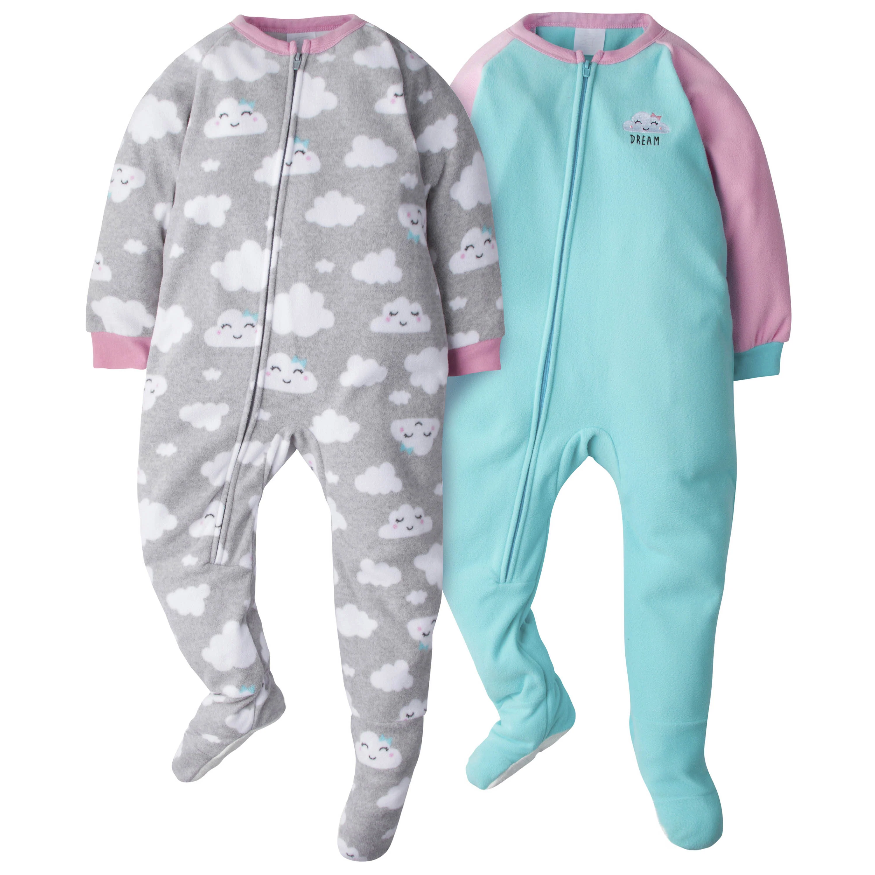 4-Pack Toddler Girls Fleece Pajamas - Clouds & Owls - Image 3